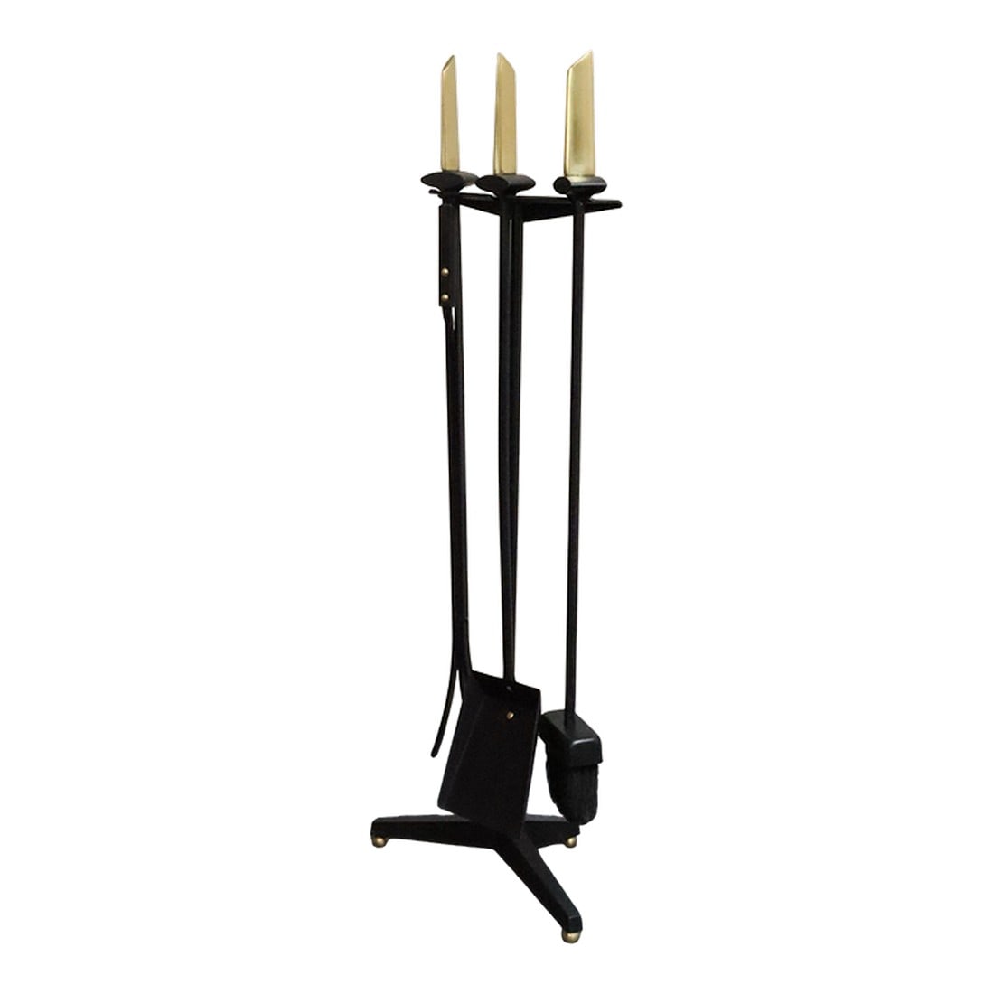 Mid-Century Modern Polished Brass and Iron Fireplace Tool Set by Donald Deskey (1 of 17)