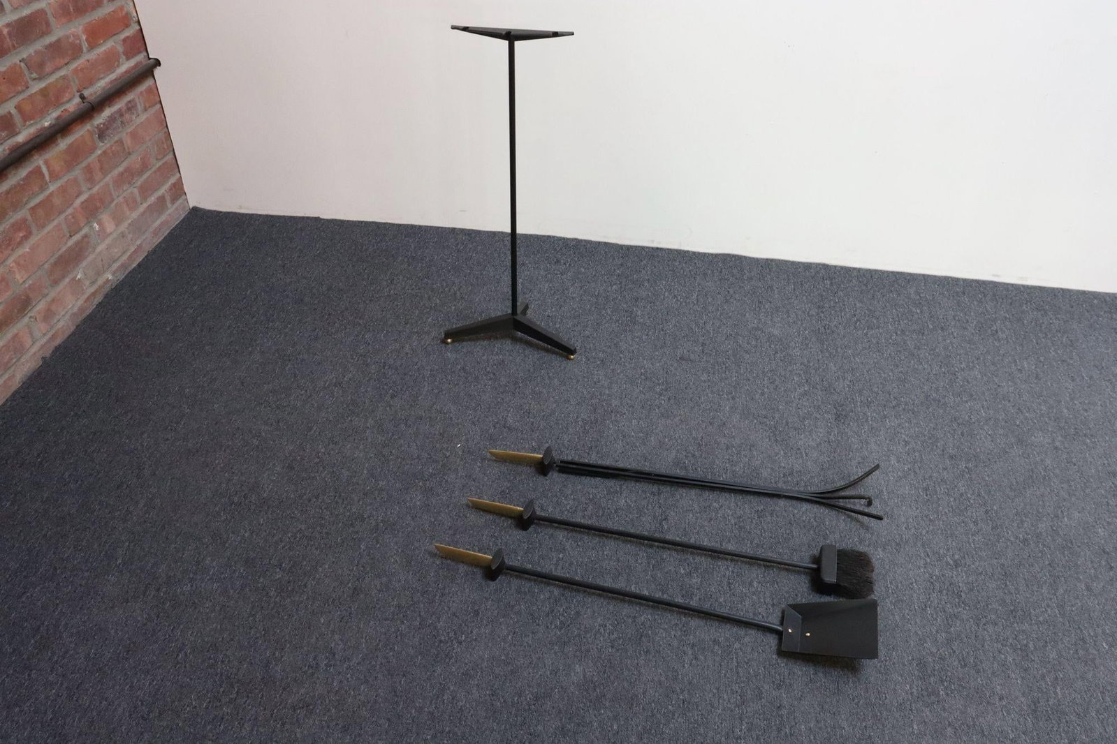 Mid-Century Modern Polished Brass and Iron Fireplace Tool Set by Donald Deskey - 8