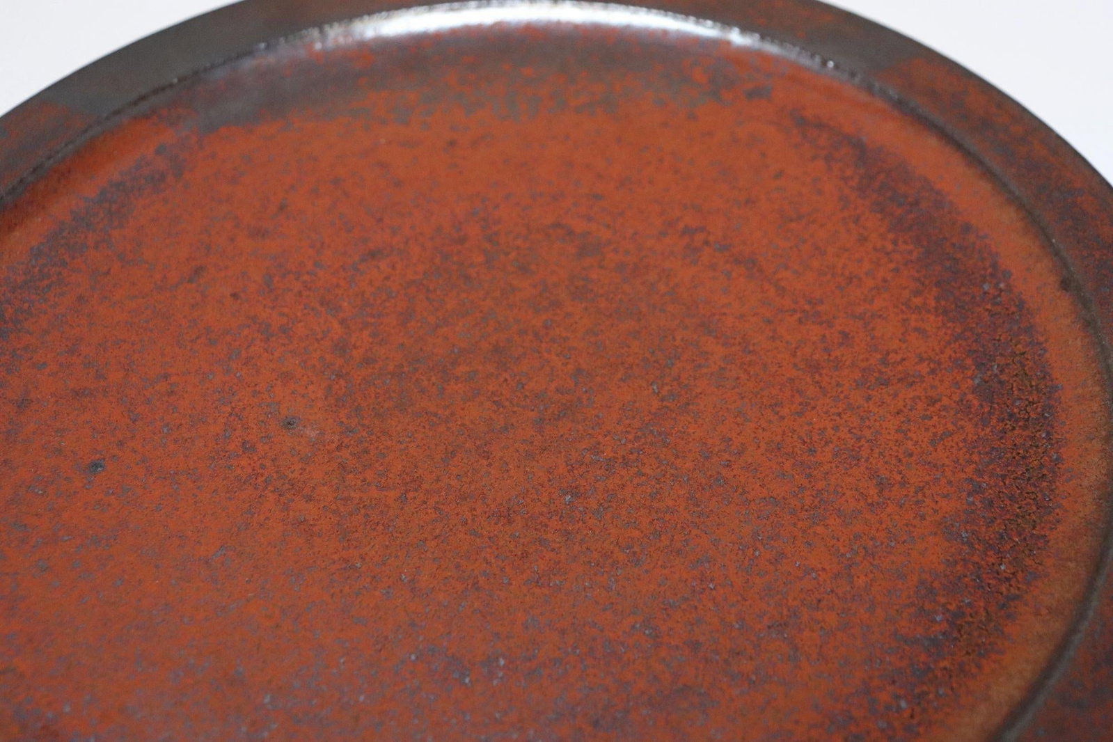 Vintage Studio Pottery Charger in Metallic Gray and Red Glaze by Deanna Nichols - 12