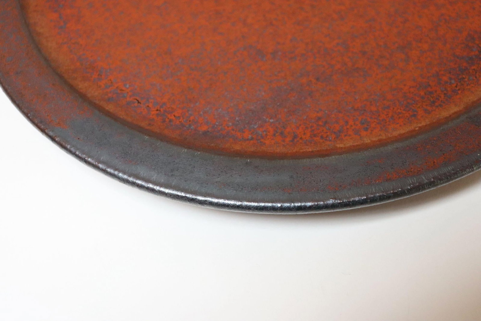 Vintage Studio Pottery Charger in Metallic Gray and Red Glaze by Deanna Nichols - 13
