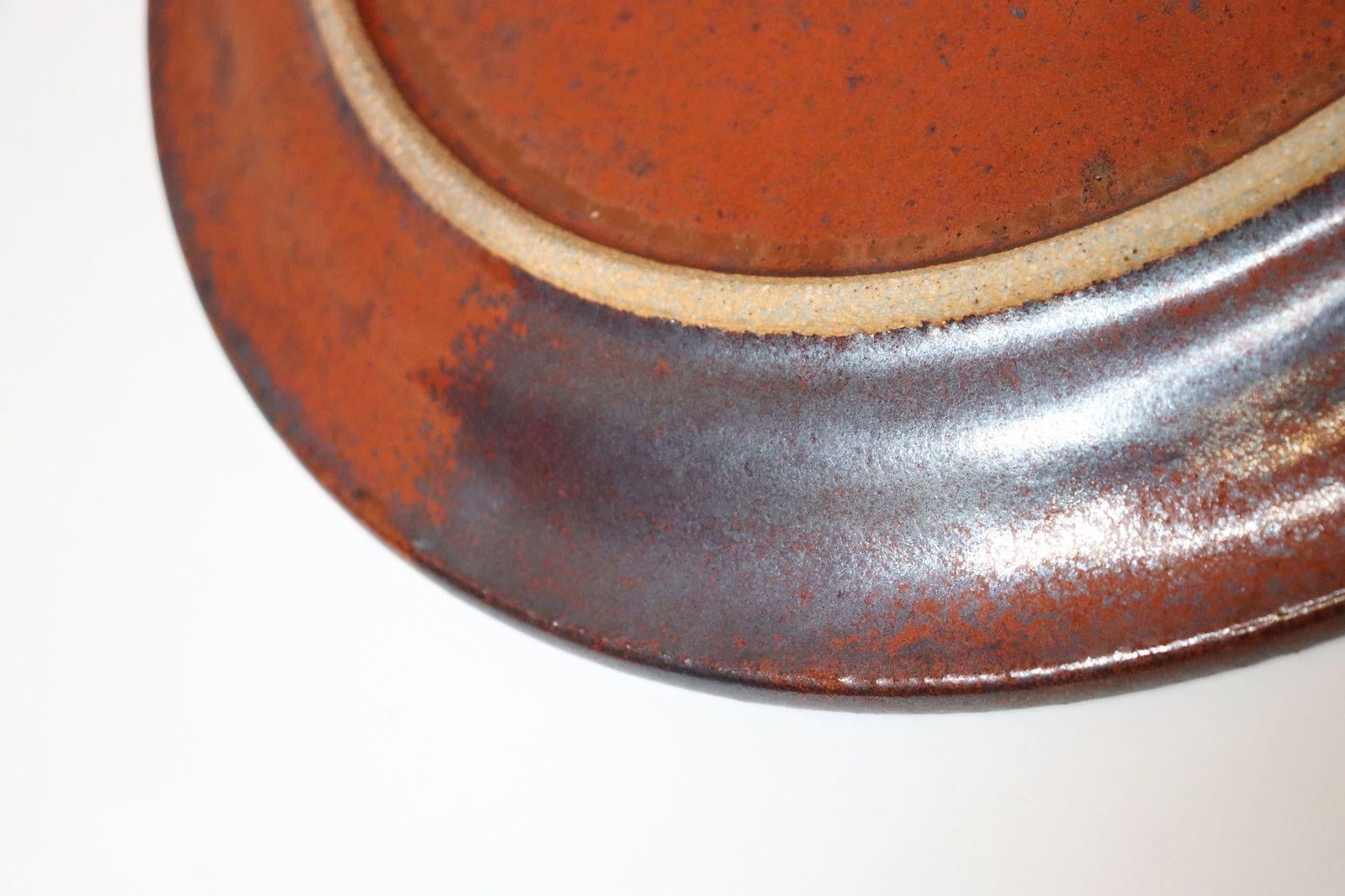 Vintage Studio Pottery Charger in Metallic Gray and Red Glaze by Deanna Nichols - 15
