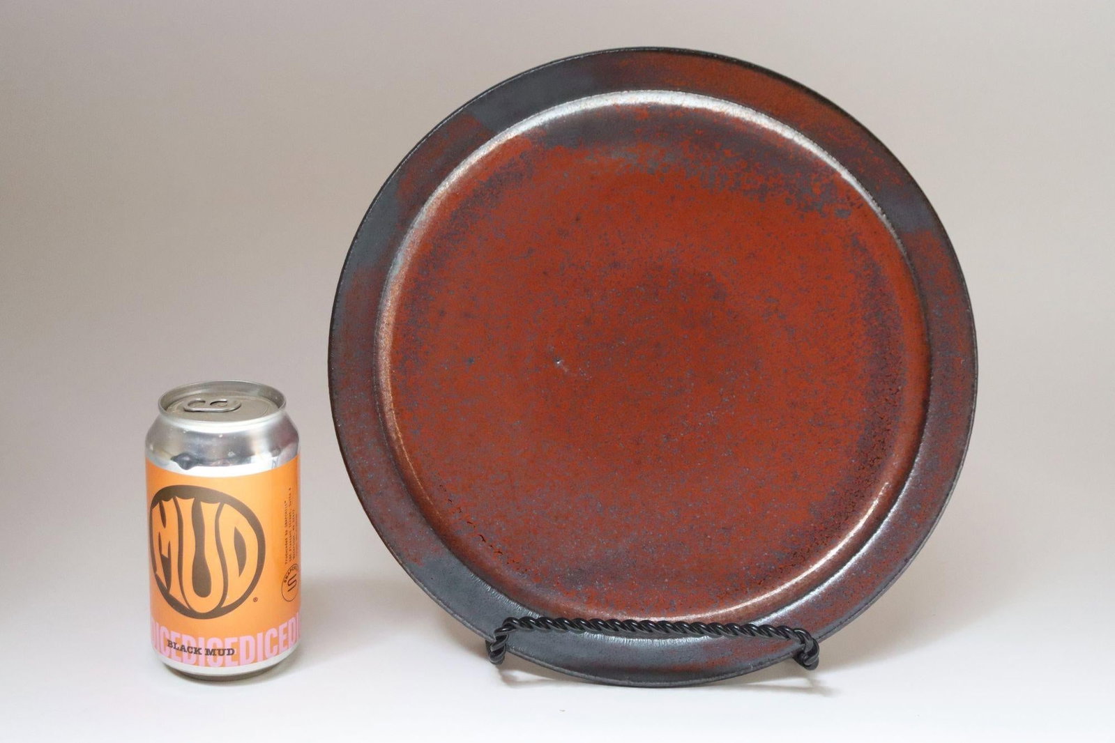 Vintage Studio Pottery Charger in Metallic Gray and Red Glaze by Deanna Nichols - 16