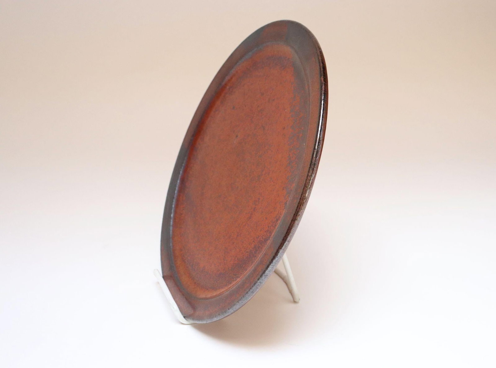 Vintage Studio Pottery Charger in Metallic Gray and Red Glaze by Deanna Nichols - 3