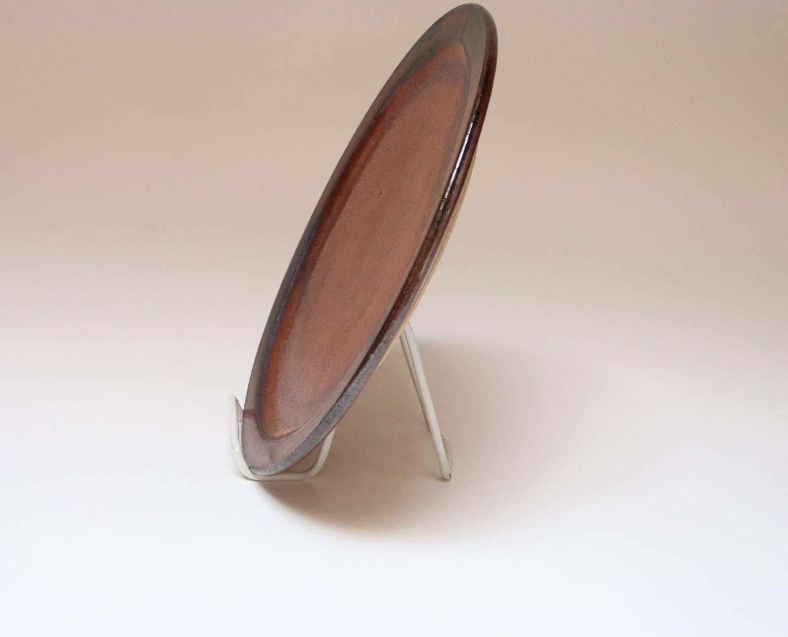 Vintage Studio Pottery Charger in Metallic Gray and Red Glaze by Deanna Nichols - 4