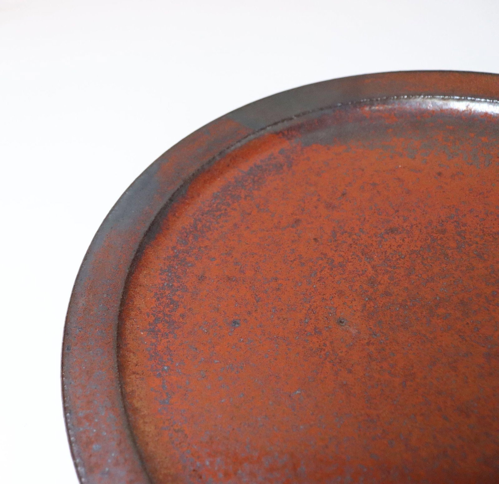 Vintage Studio Pottery Charger in Metallic Gray and Red Glaze by Deanna Nichols - 6