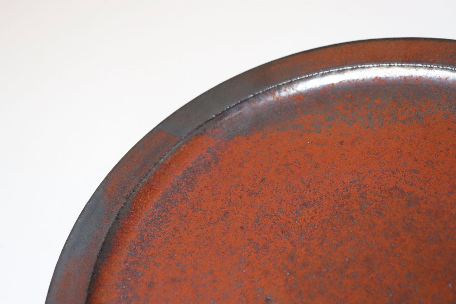 Vintage Studio Pottery Charger in Metallic Gray and Red Glaze by Deanna Nichols - 7