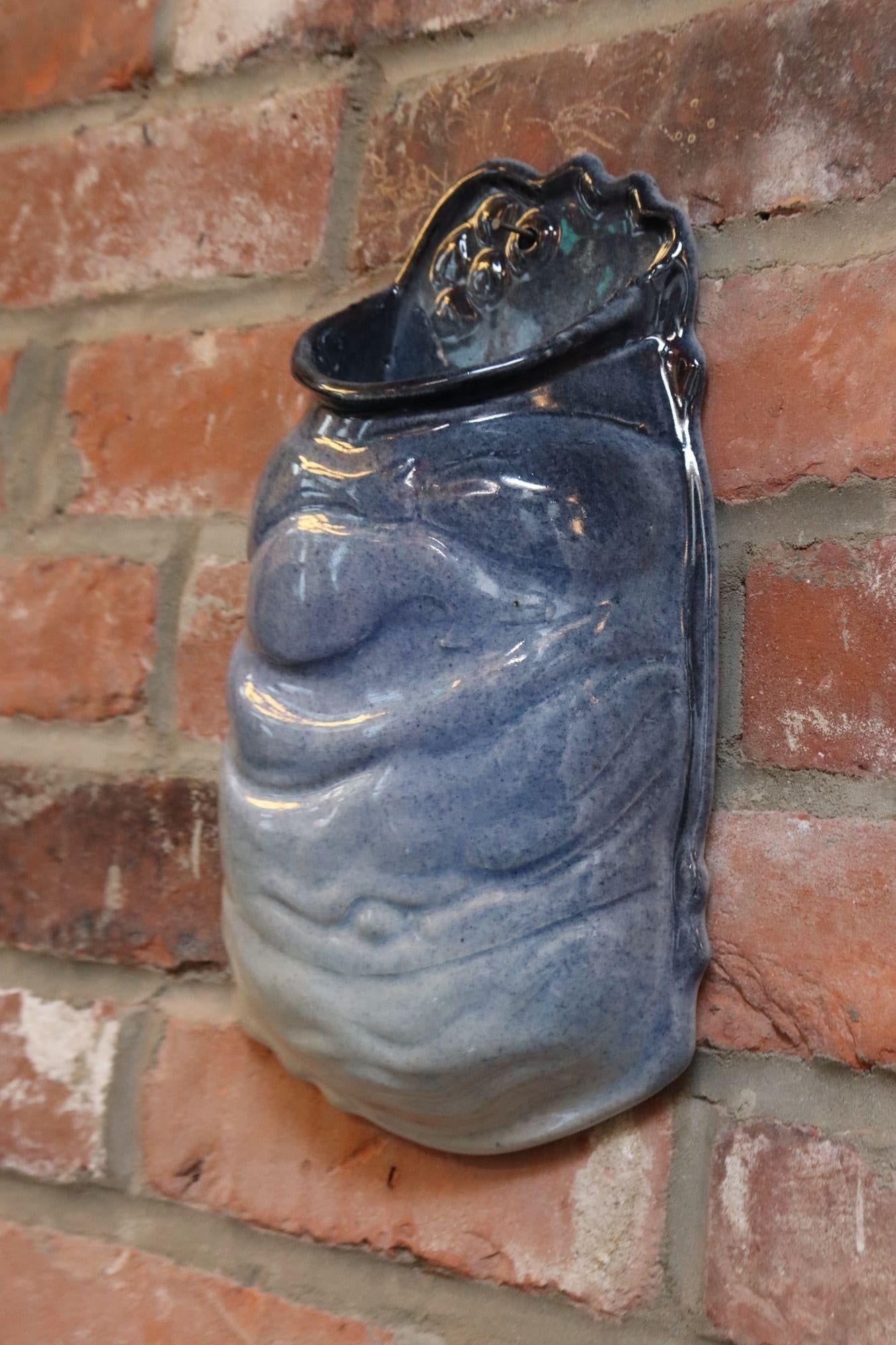 Mid-Century Modern Studio Pottery Blue Ombré Letter Holder by Deanna Nichols - 3
