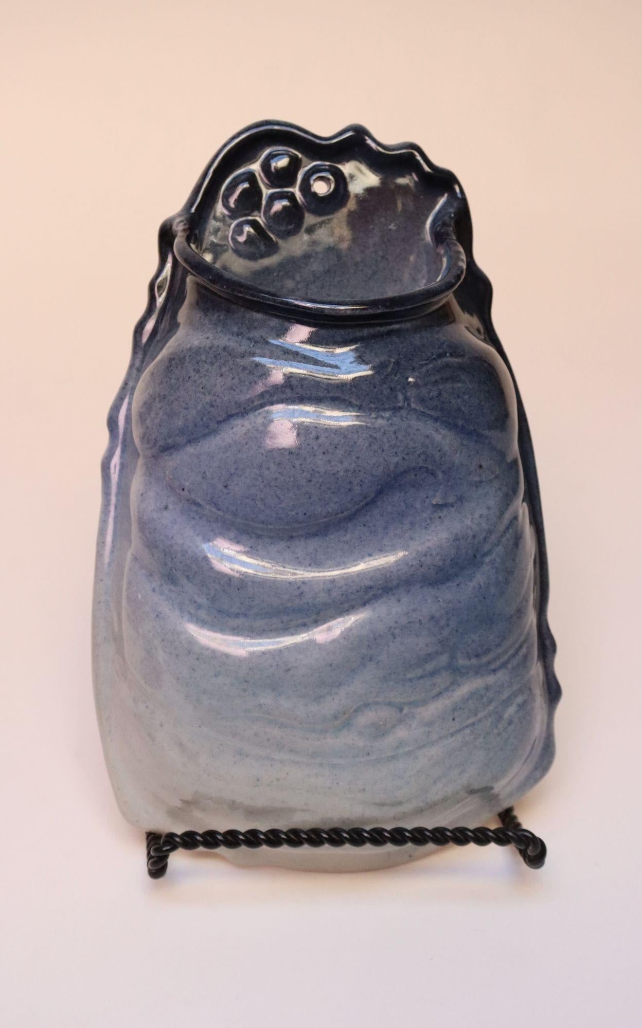 Mid-Century Modern Studio Pottery Blue Ombré Letter Holder by Deanna Nichols - 4