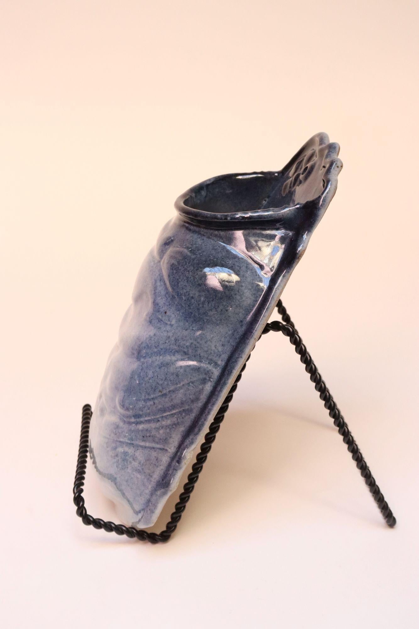 Mid-Century Modern Studio Pottery Blue Ombré Letter Holder by Deanna Nichols - 7