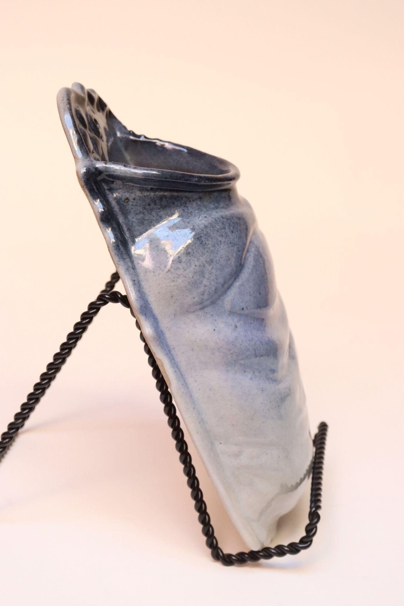 Mid-Century Modern Studio Pottery Blue Ombré Letter Holder by Deanna Nichols - 8