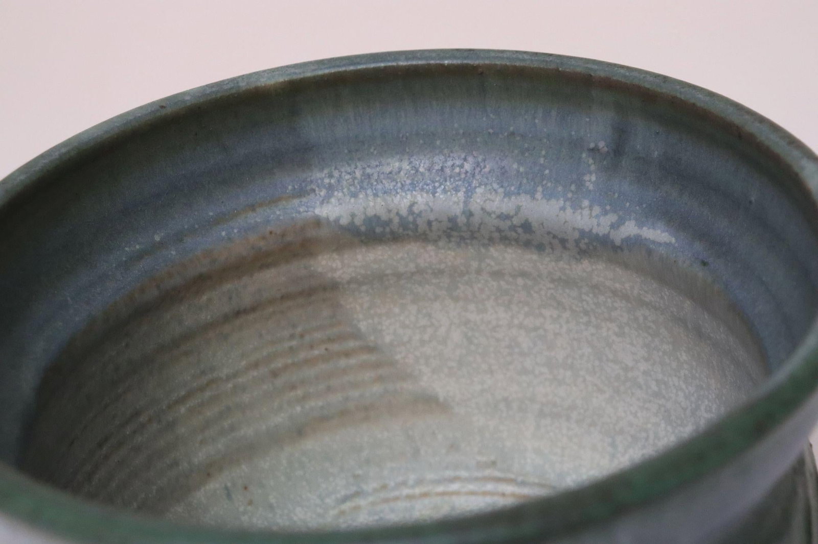 Petite Vintage Green and Blue Incised Ceramic Planter Vase by Deanna Nichols - 17