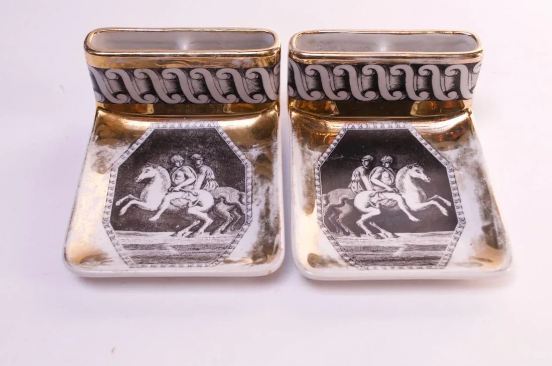 Piero Fornesetti "Equestrian" Ashtrays - A Pair - 2