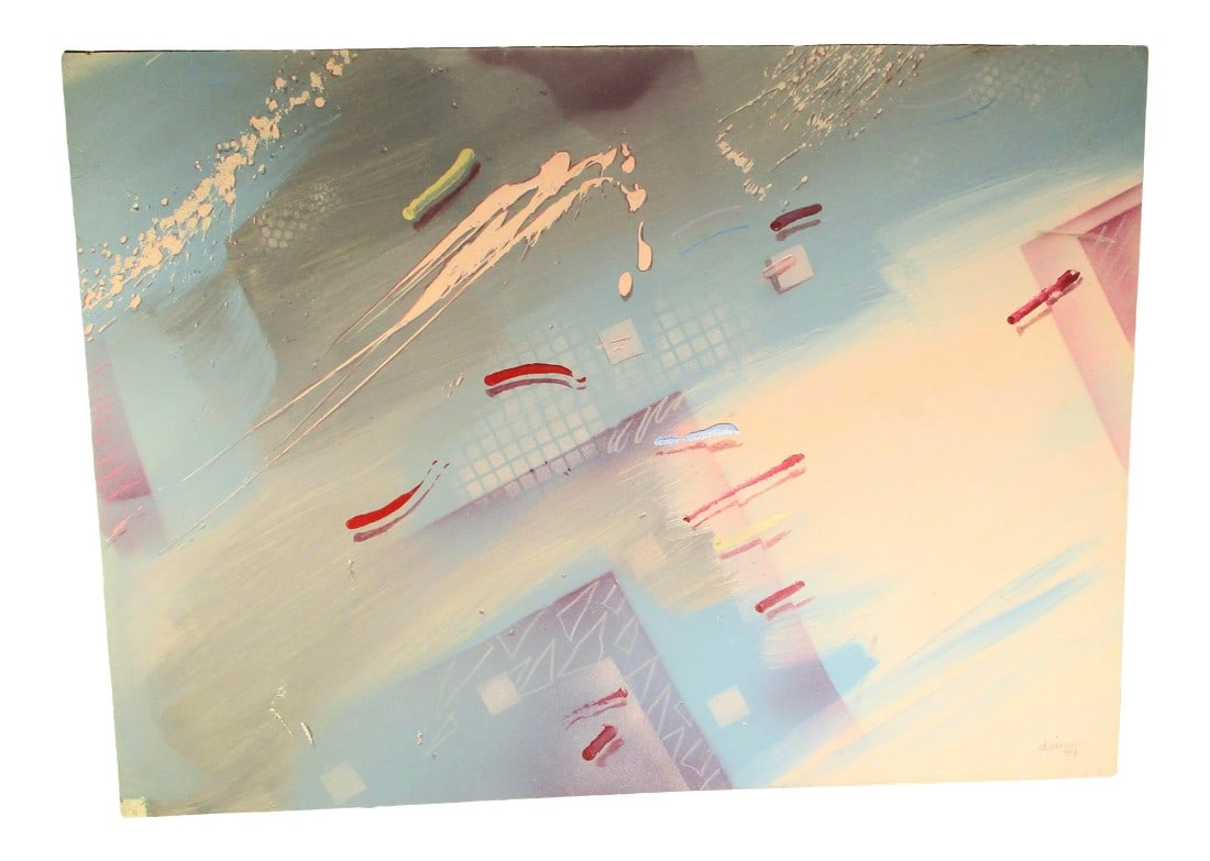 Abstract Illusionist Painting on Art Bond Paper by D. Eisman 84' (1 of 7)
