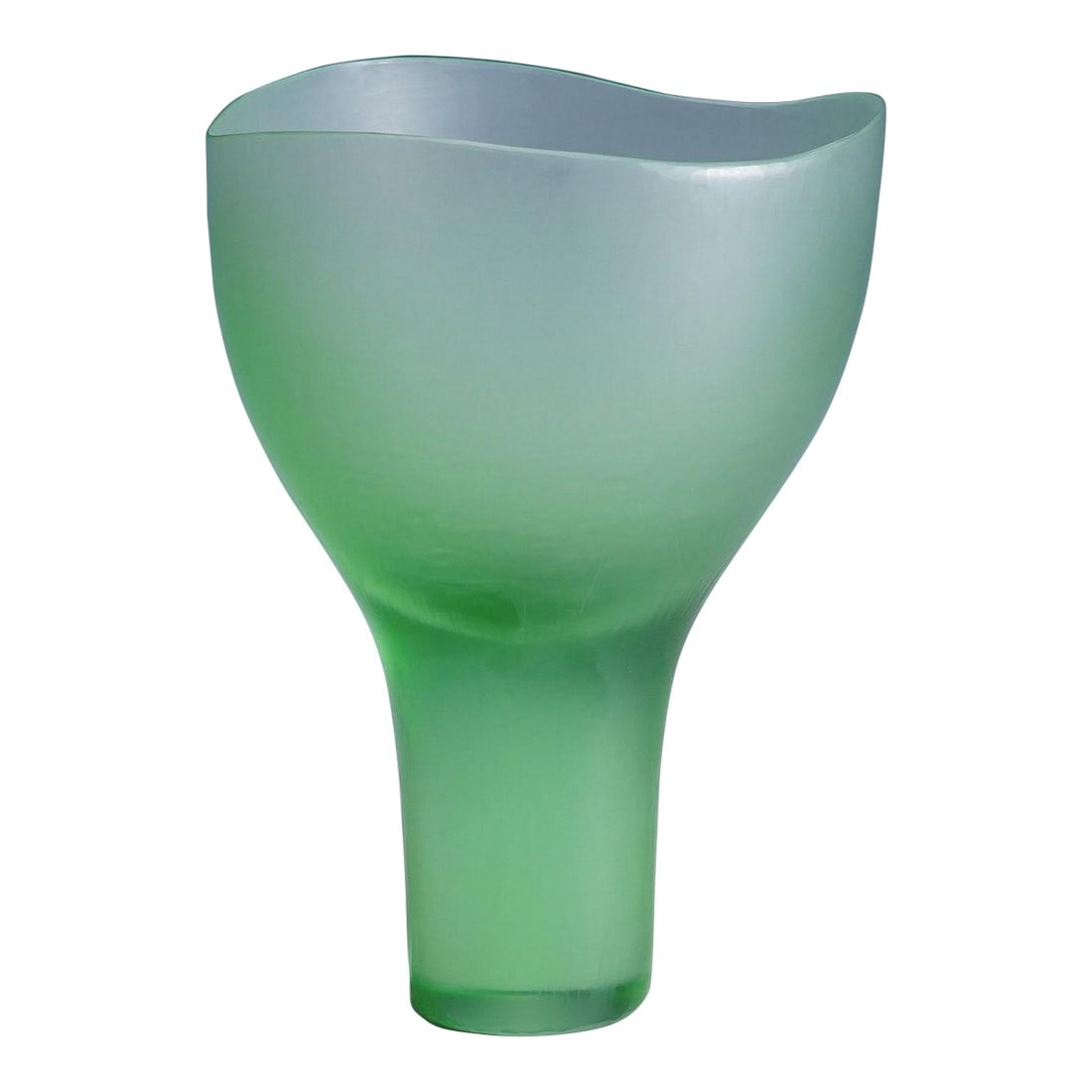 Venini Art Glass Vase 'Batutto' by Tobia Scarpa, Murano 1960: Venini Art Glass Vase 'Batutto' by Tobia Scarpa, Murano 1960 A vintage art glass vase from the 'Batutti' series. Made of light green glass with a solid cylindrical base, the entire surface is matt gri