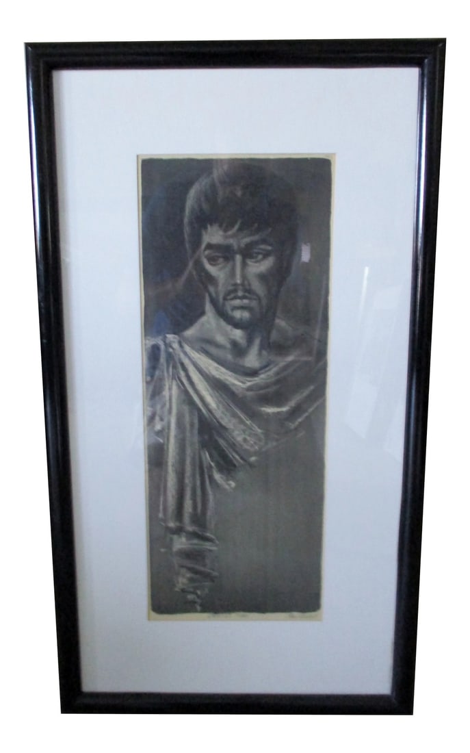 1970s "Brutus" Etching Numbered 23/100 by Paul Russell, Framed: Paul Russell Etching "Brutus" Numbered 23/100 Signed Numbered Framed and Matted Print measures 22.00" x 8.50" Framed measures 32.00" x 18.00" Condition: Alterations: Original Condition Unalte