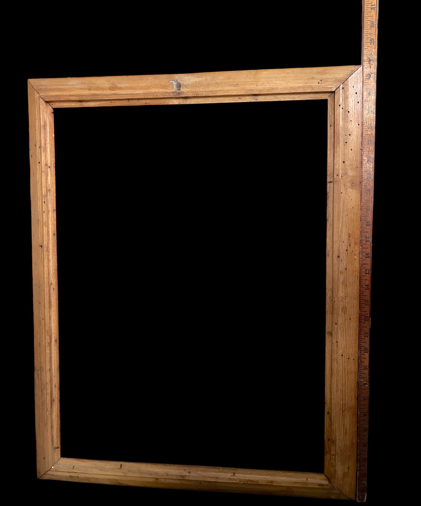 Antique Early 20th Century Wormwood Oak Picture Frame With Original Finish for 18" X 24" Art - 7