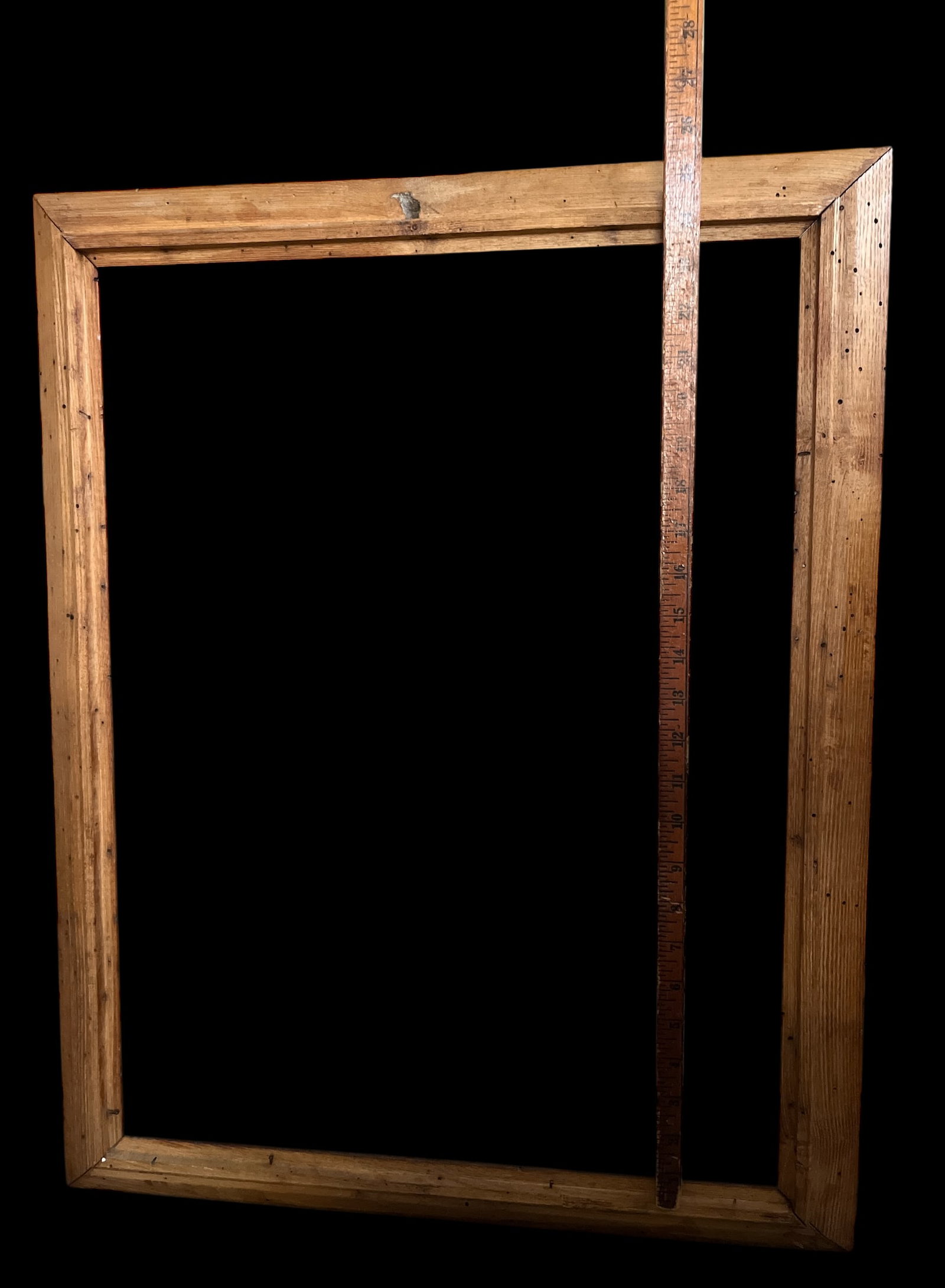 Antique Early 20th Century Wormwood Oak Picture Frame With Original Finish for 18" X 24" Art - 8