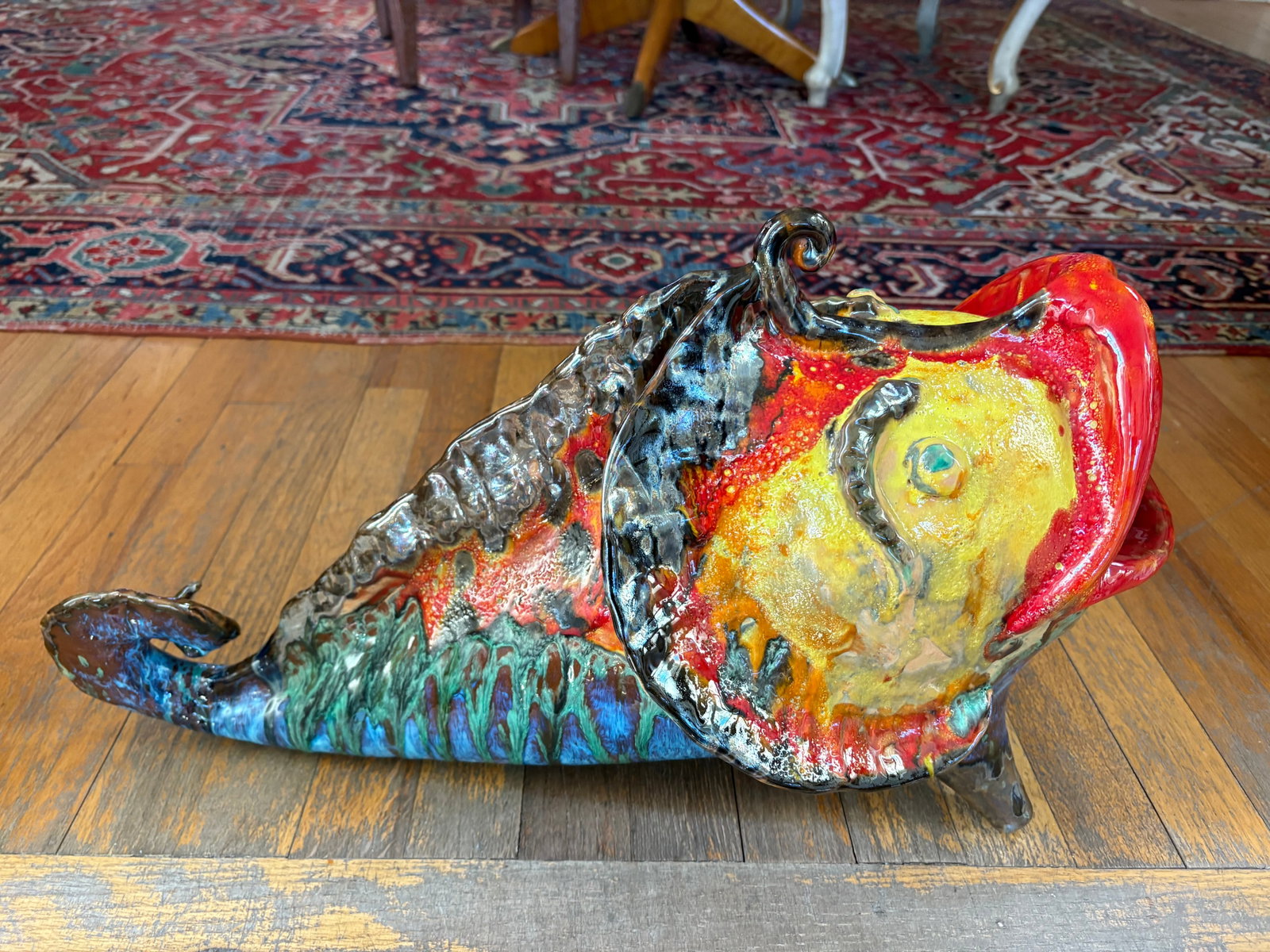 1950s Italian Glazed Terracotta Fish Sculpture - 11