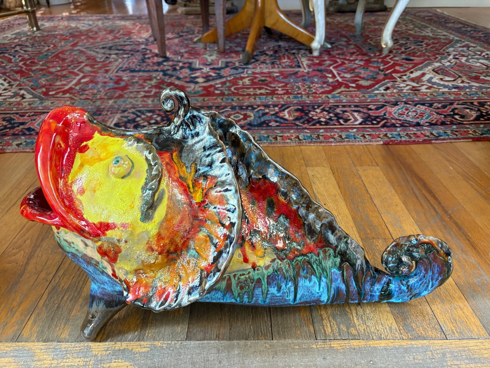1950s Italian Glazed Terracotta Fish Sculpture - 5