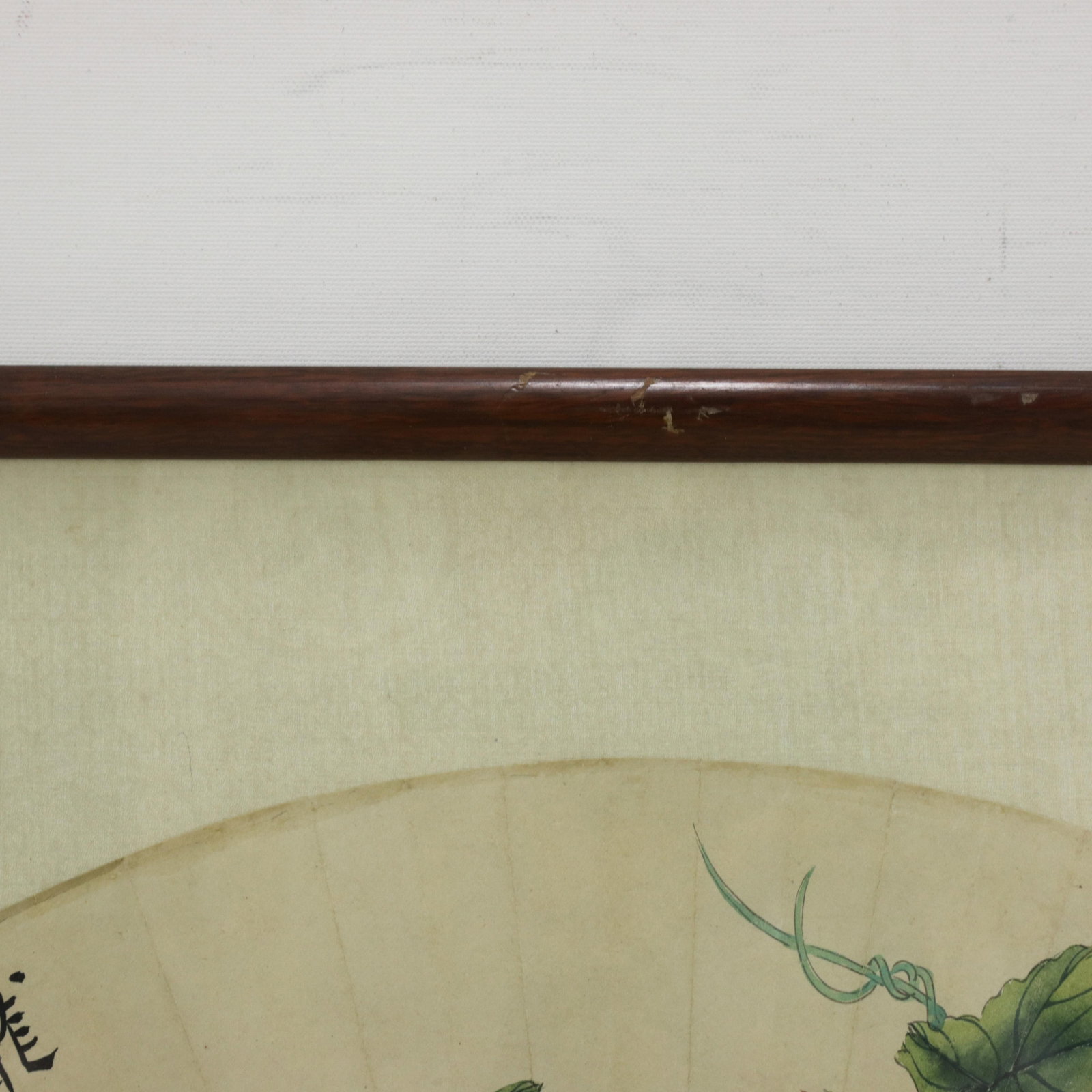 Vintage Chinese Fan Painting Fruit Still Life With Pomegranate and Grapes Framed Ink and Color on Pa - 8