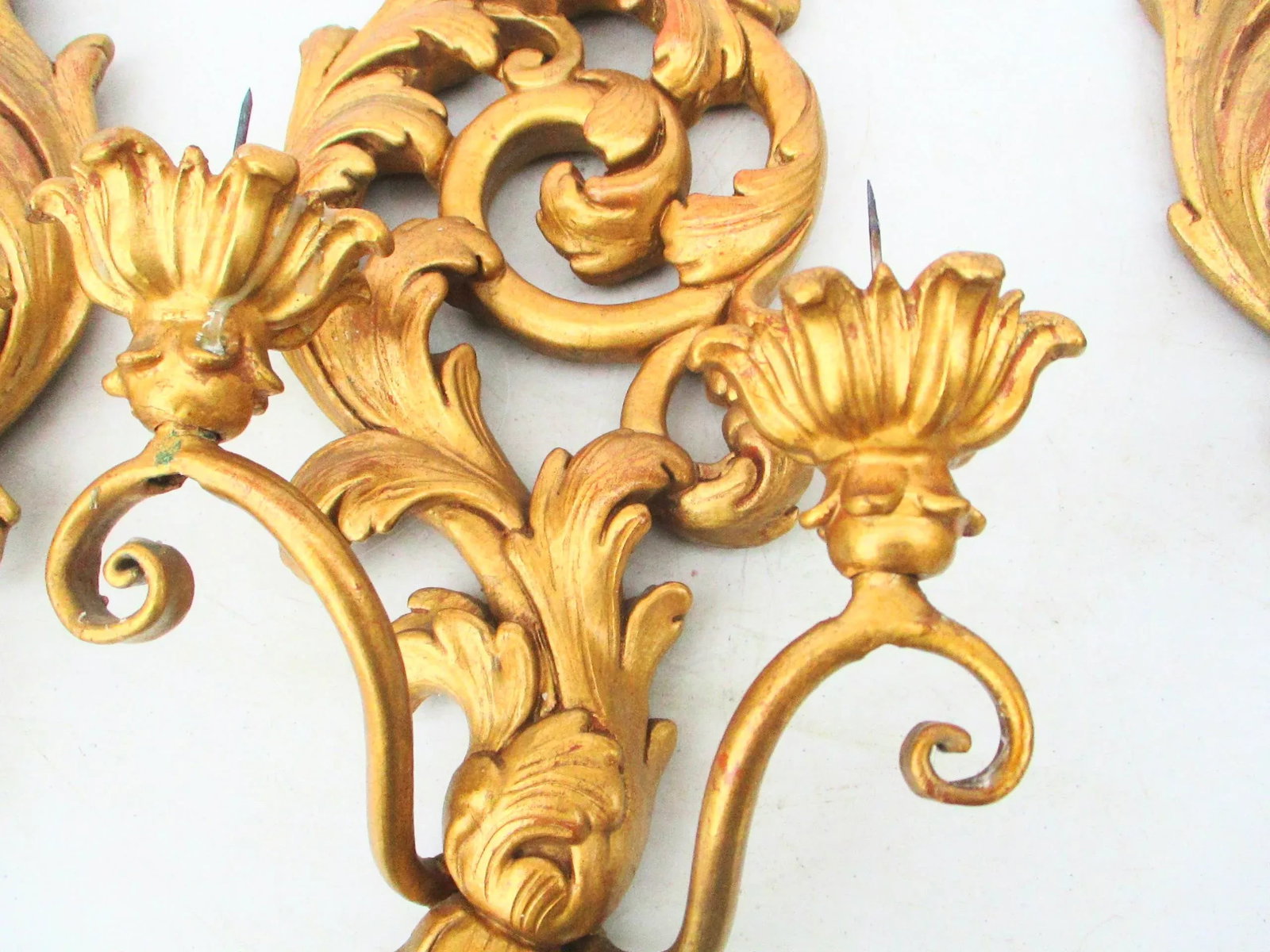 Vintage Italian Florentine Two-Candle Wall Sconces- Set of 3 - 3