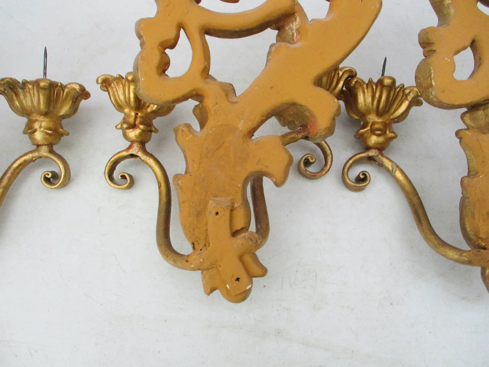 Vintage Italian Florentine Two-Candle Wall Sconces- Set of 3 - 7
