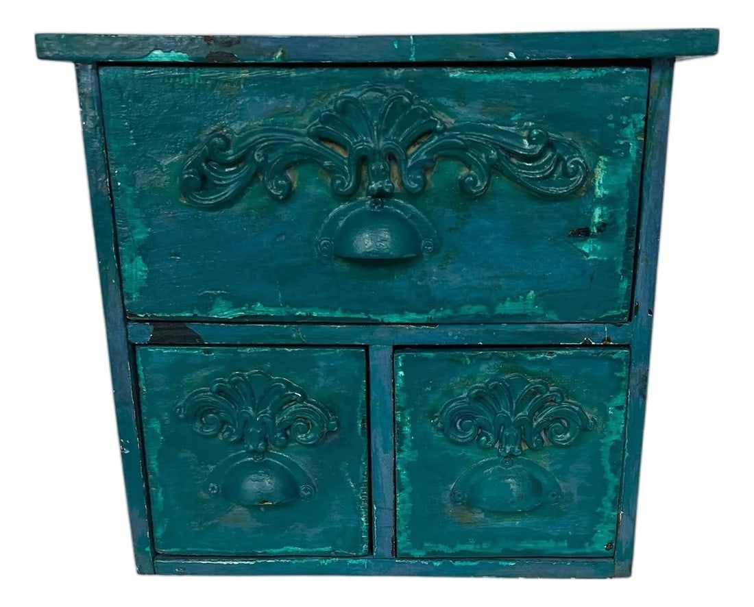 Vintage Salesman Sample Style Tabletop Three Drawer Storage Box (1 of 6)