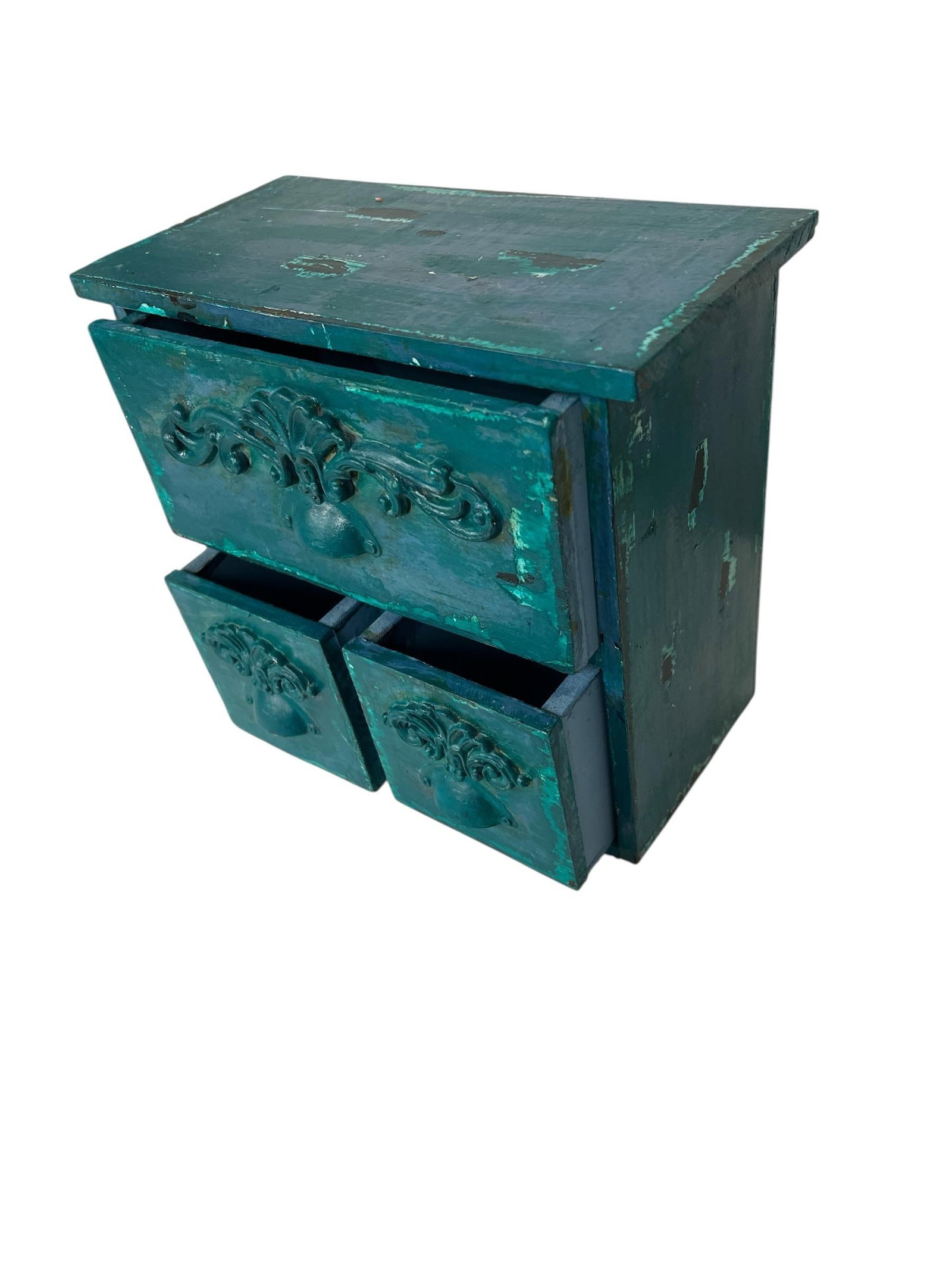 Vintage Salesman Sample Style Tabletop Three Drawer Storage Box - 3
