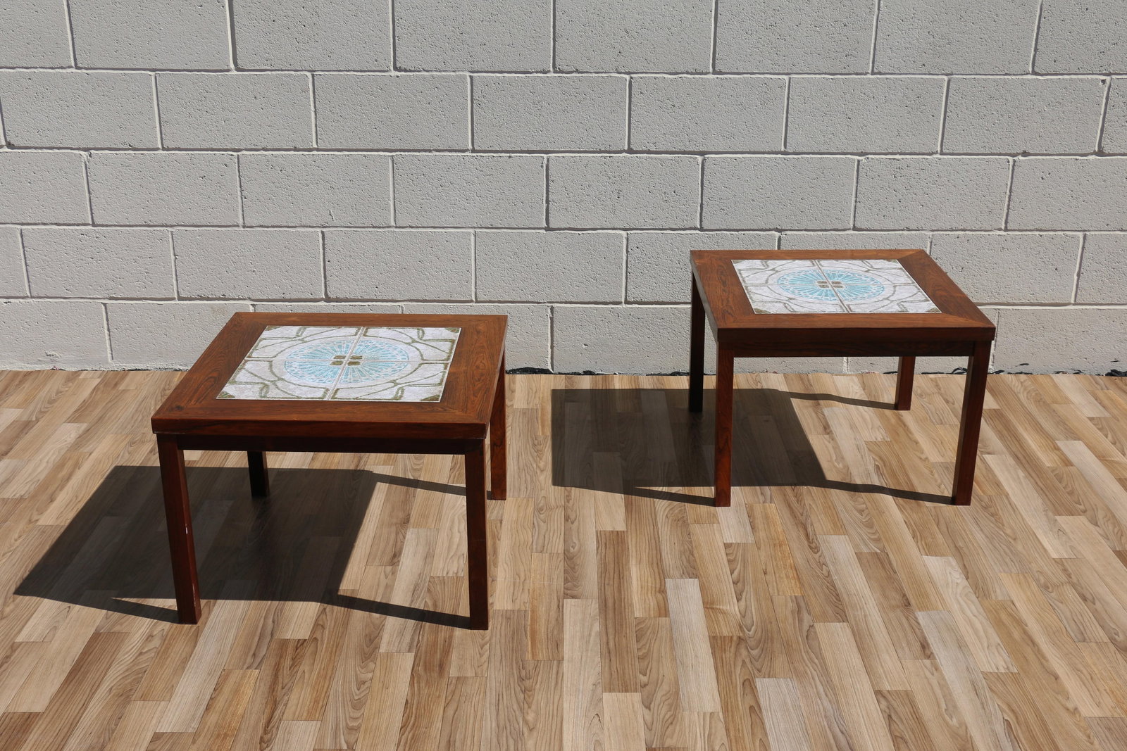 Pair of 1970s Danish Modern Rosewood Tile Top Side Tables - 3