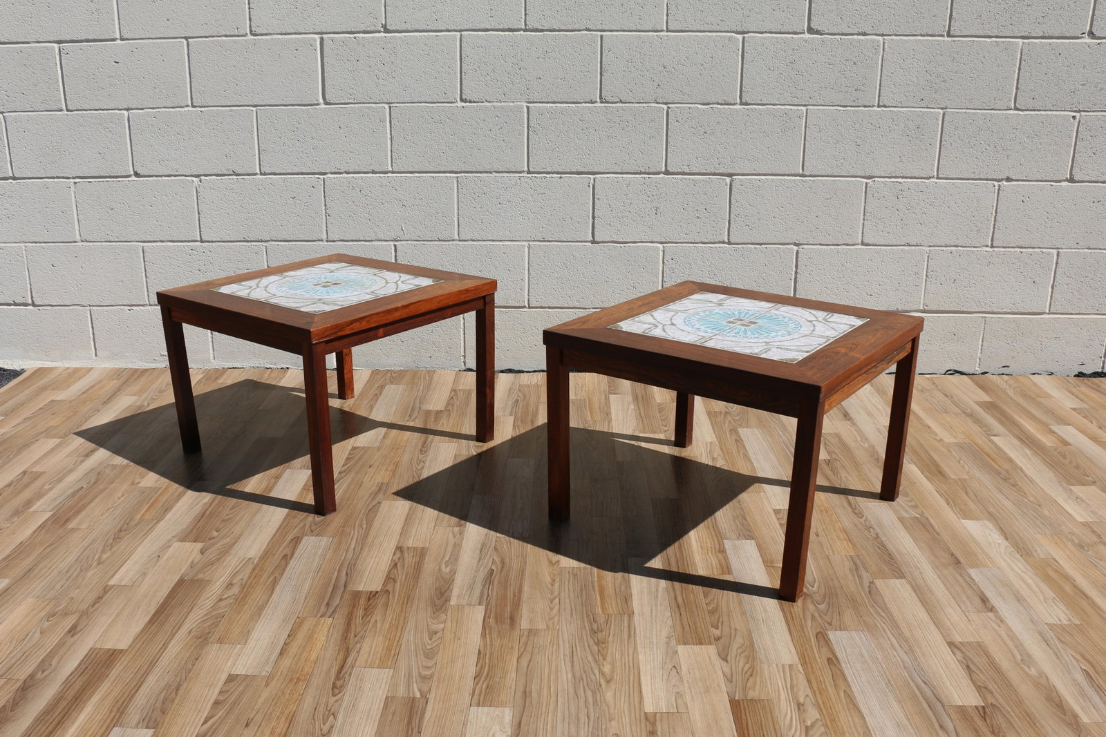 Pair of 1970s Danish Modern Rosewood Tile Top Side Tables - 4