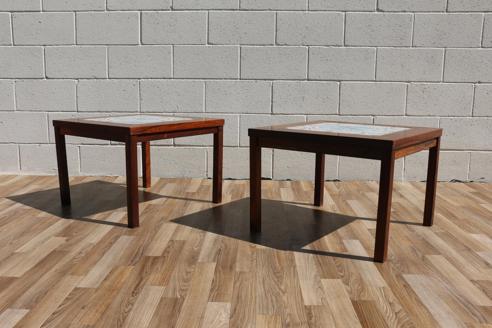 Pair of 1970s Danish Modern Rosewood Tile Top Side Tables - 5