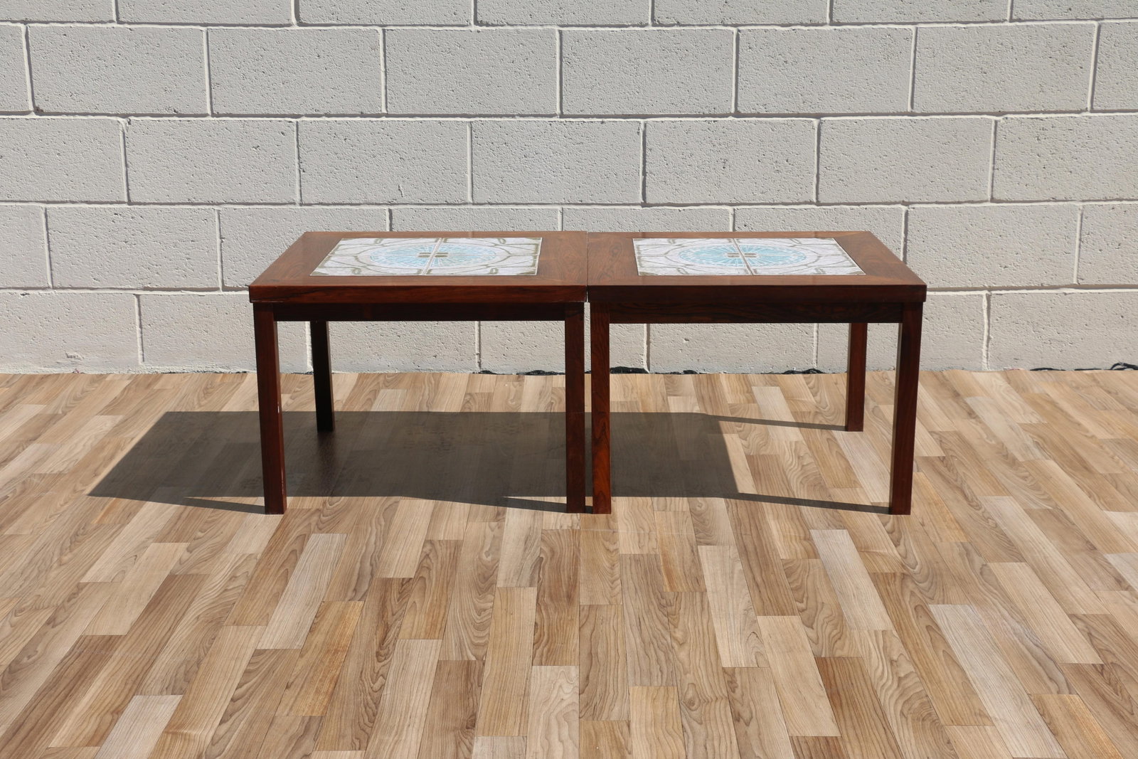 Pair of 1970s Danish Modern Rosewood Tile Top Side Tables - 6
