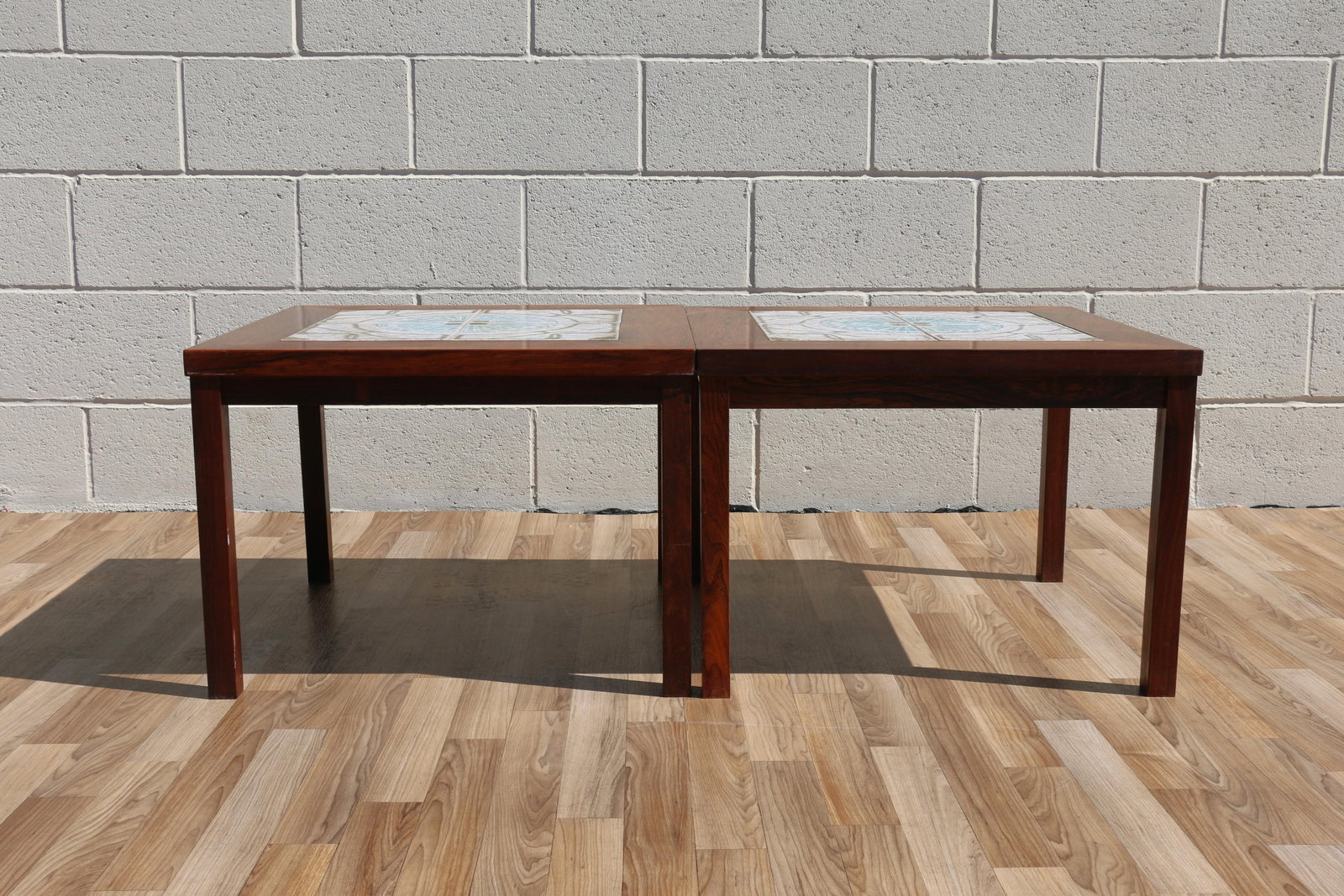 Pair of 1970s Danish Modern Rosewood Tile Top Side Tables - 7