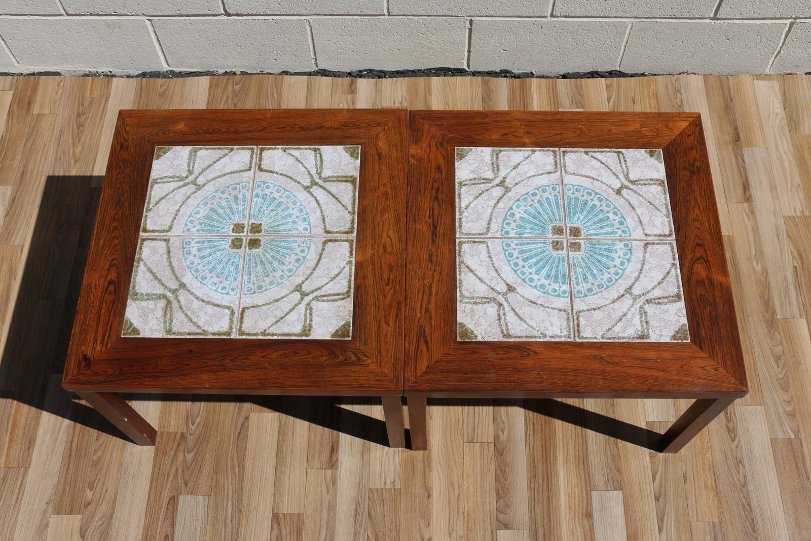 Pair of 1970s Danish Modern Rosewood Tile Top Side Tables - 9