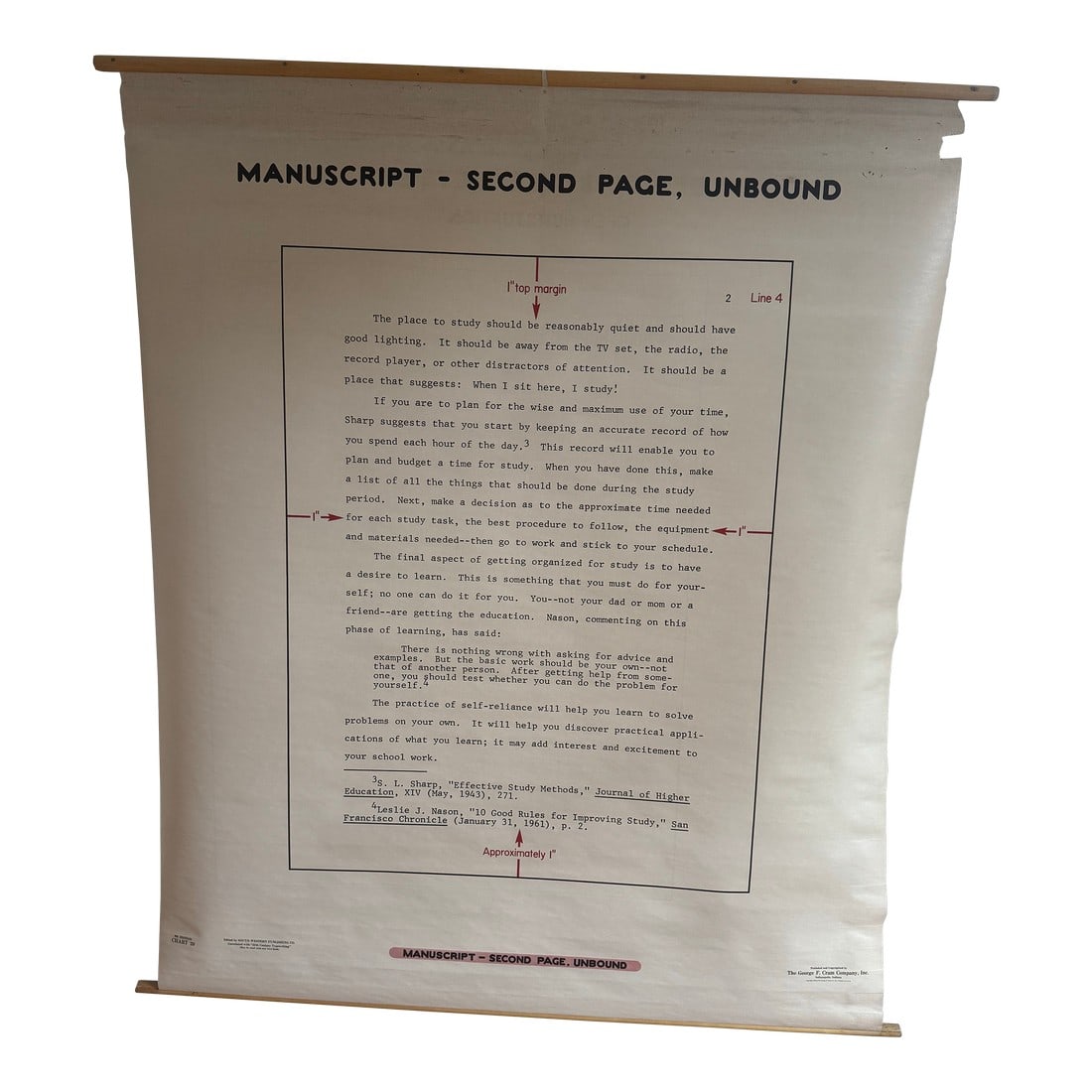 Vintage 1969 Typing Instruction Pull-Down Chart – Secretary School Poster -- Poster H (1 of 6)