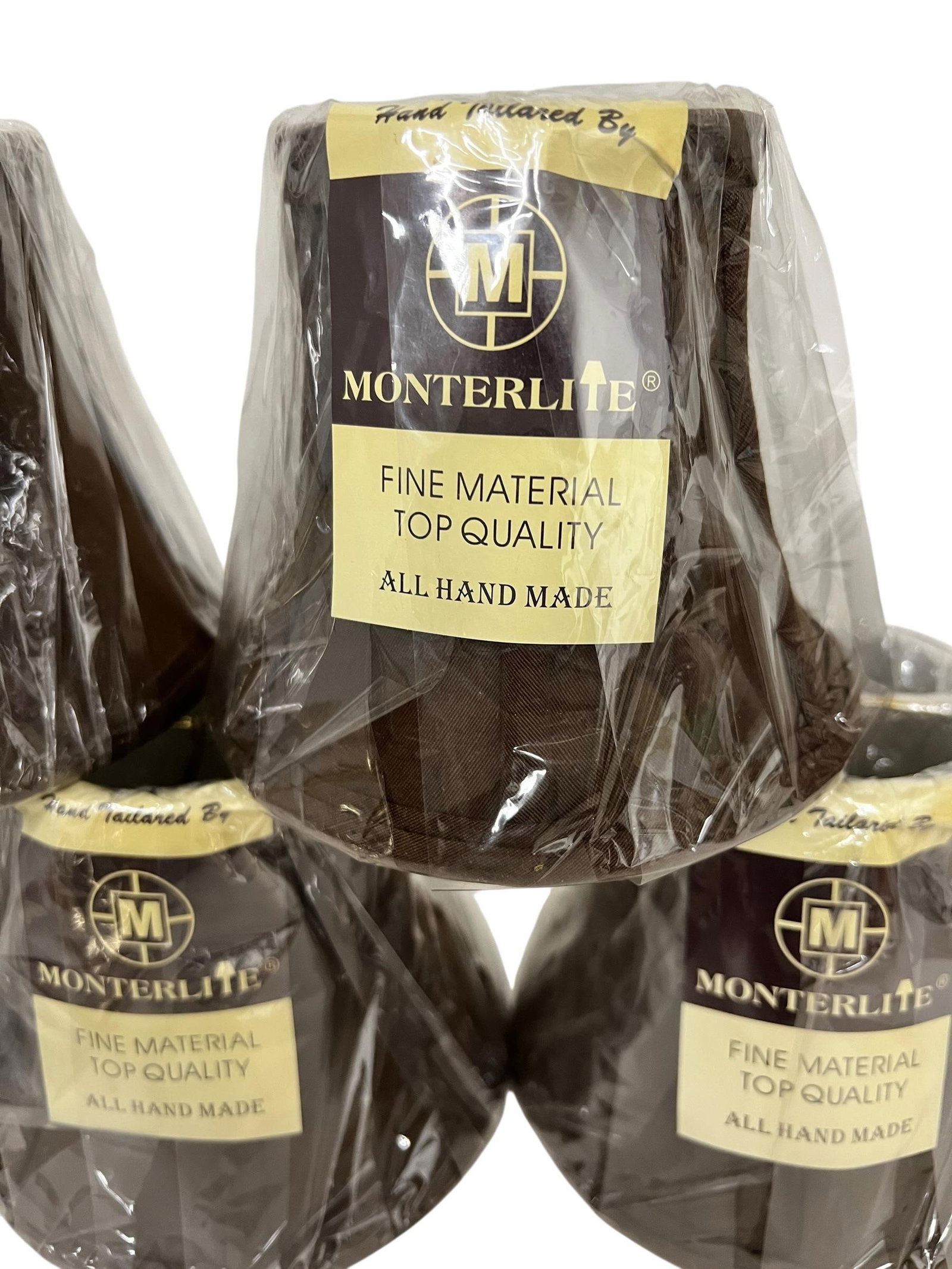 Vintage Monterite Hand Tailored Lamp Chandelier Shades, Chocolate Brown - Set of 5 - 3