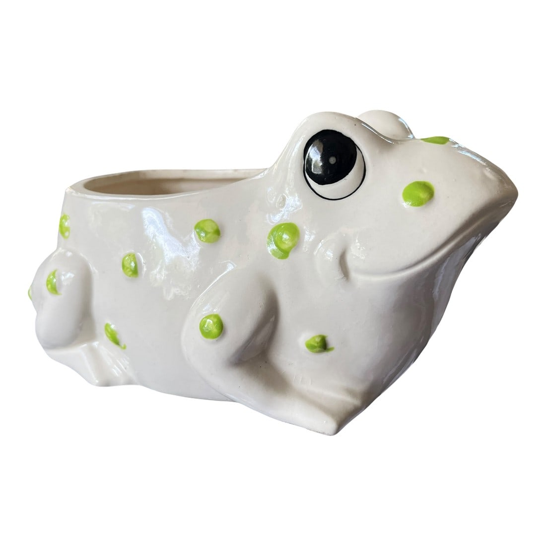 Vintage Hand-Painted Ceramic Frog Planter in the Spirit of Jean Roger – Made in Japan, (1 of 6)