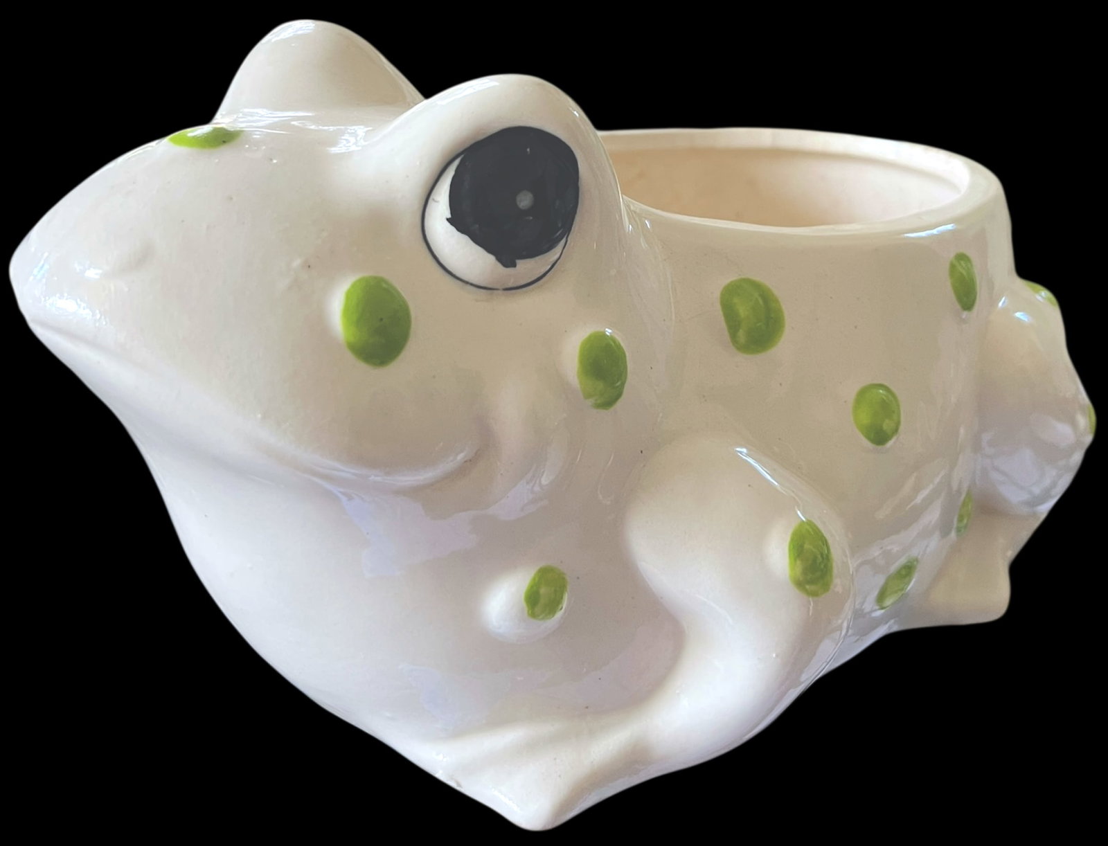 Vintage Hand-Painted Ceramic Frog Planter in the Spirit of Jean Roger – Made in Japan, - 3