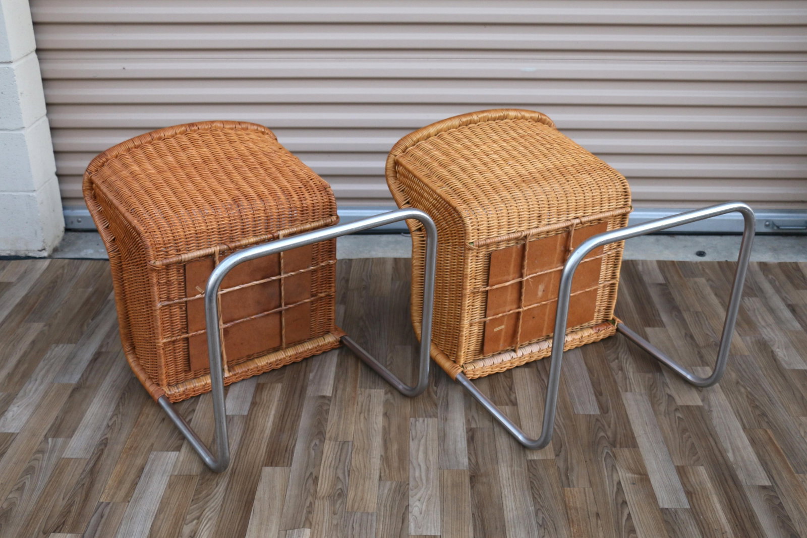 Pair of Vintage Harvey Probber Model D43 Wicker Cantilever Armchairs, 1970s - 16
