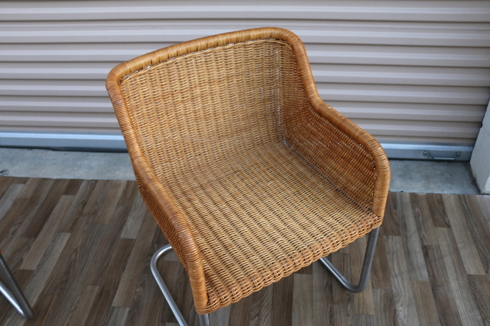 Pair of Vintage Harvey Probber Model D43 Wicker Cantilever Armchairs, 1970s - 4