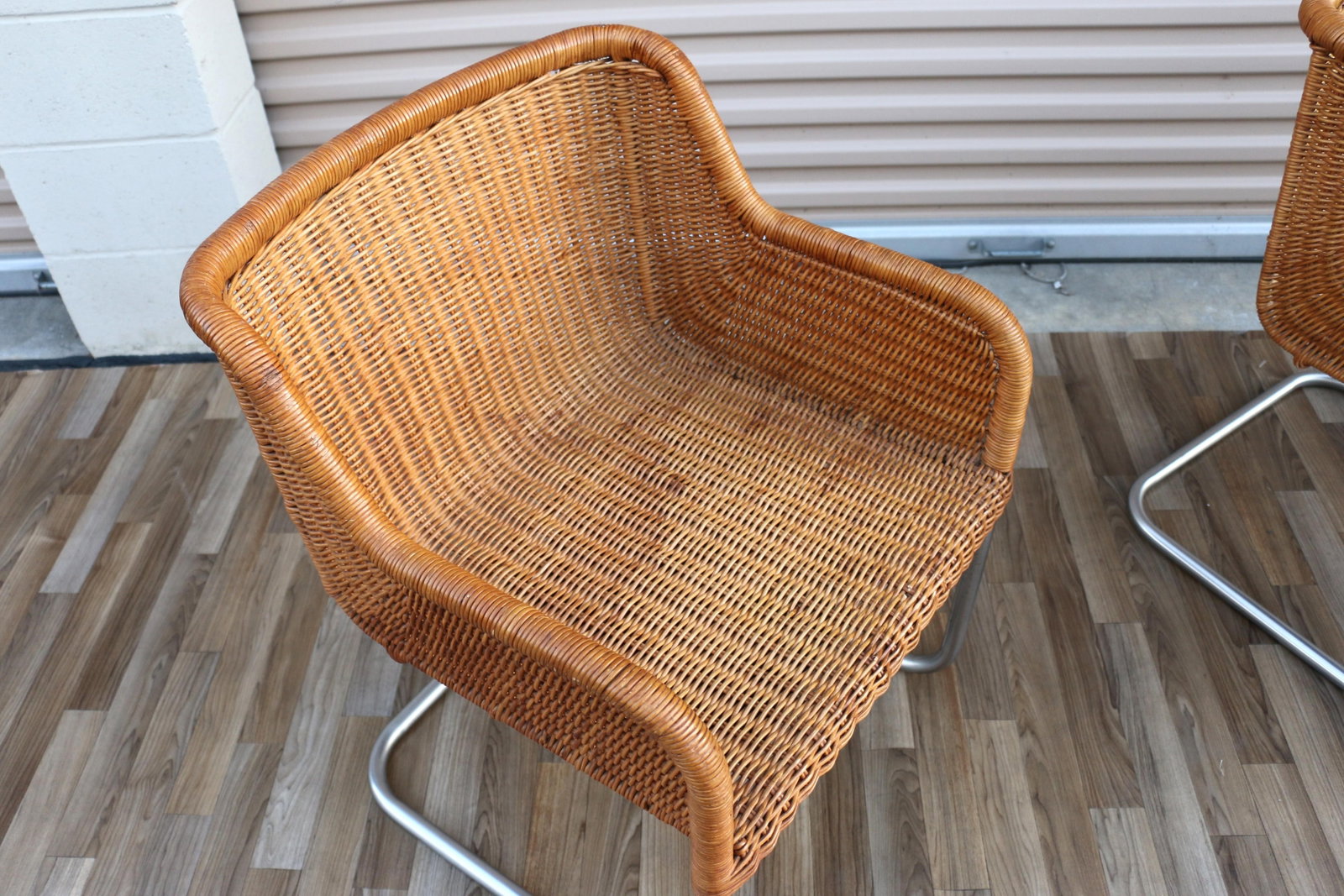 Pair of Vintage Harvey Probber Model D43 Wicker Cantilever Armchairs, 1970s - 7