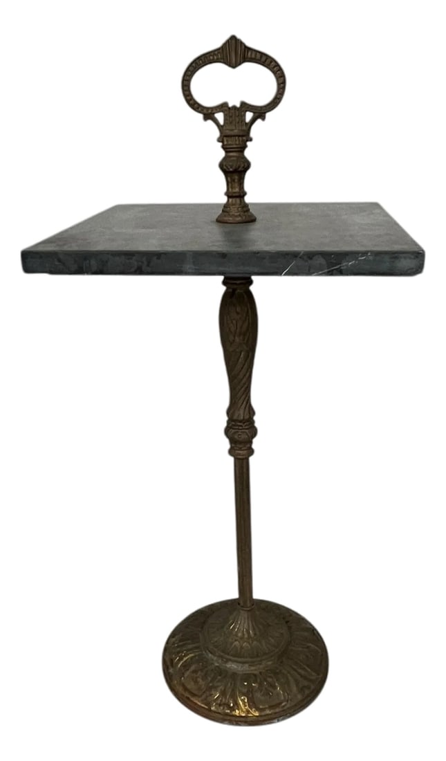 Antique Patinated Gilt Cast Iron Marble Top Drink Table (1 of 9)