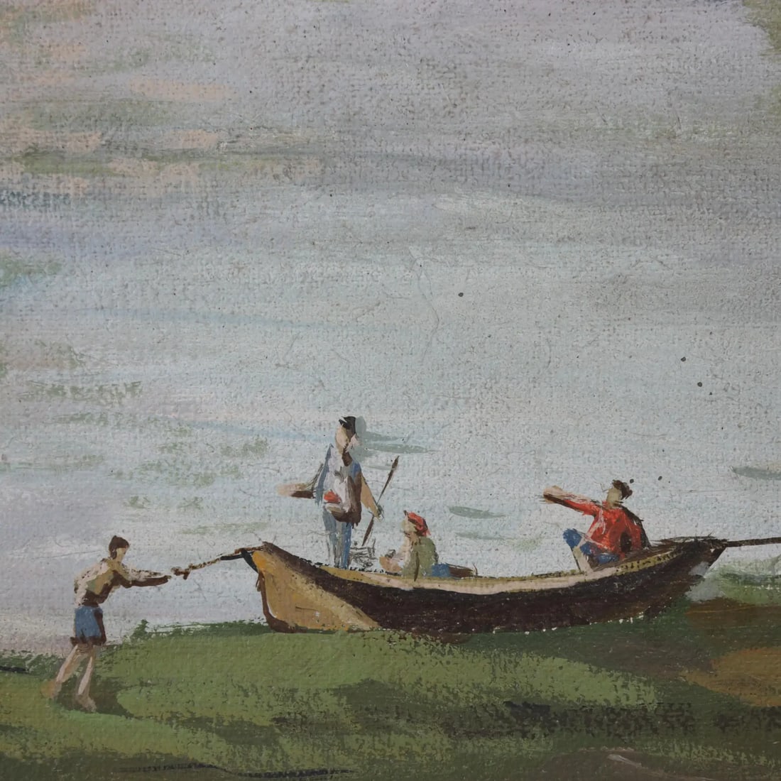 Vintage European Village Oil Painting – Hand-Painted Scenic Landscape Art - 5