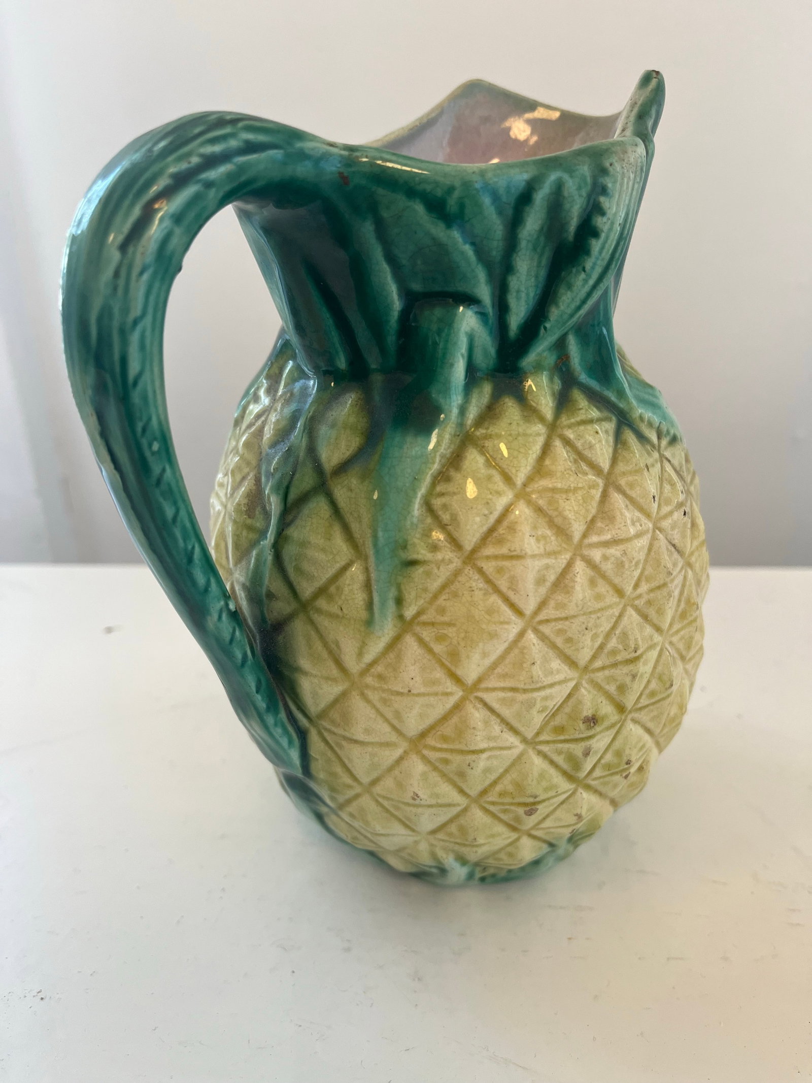 1900s Pineapple Form Majolica Pitcher - 4