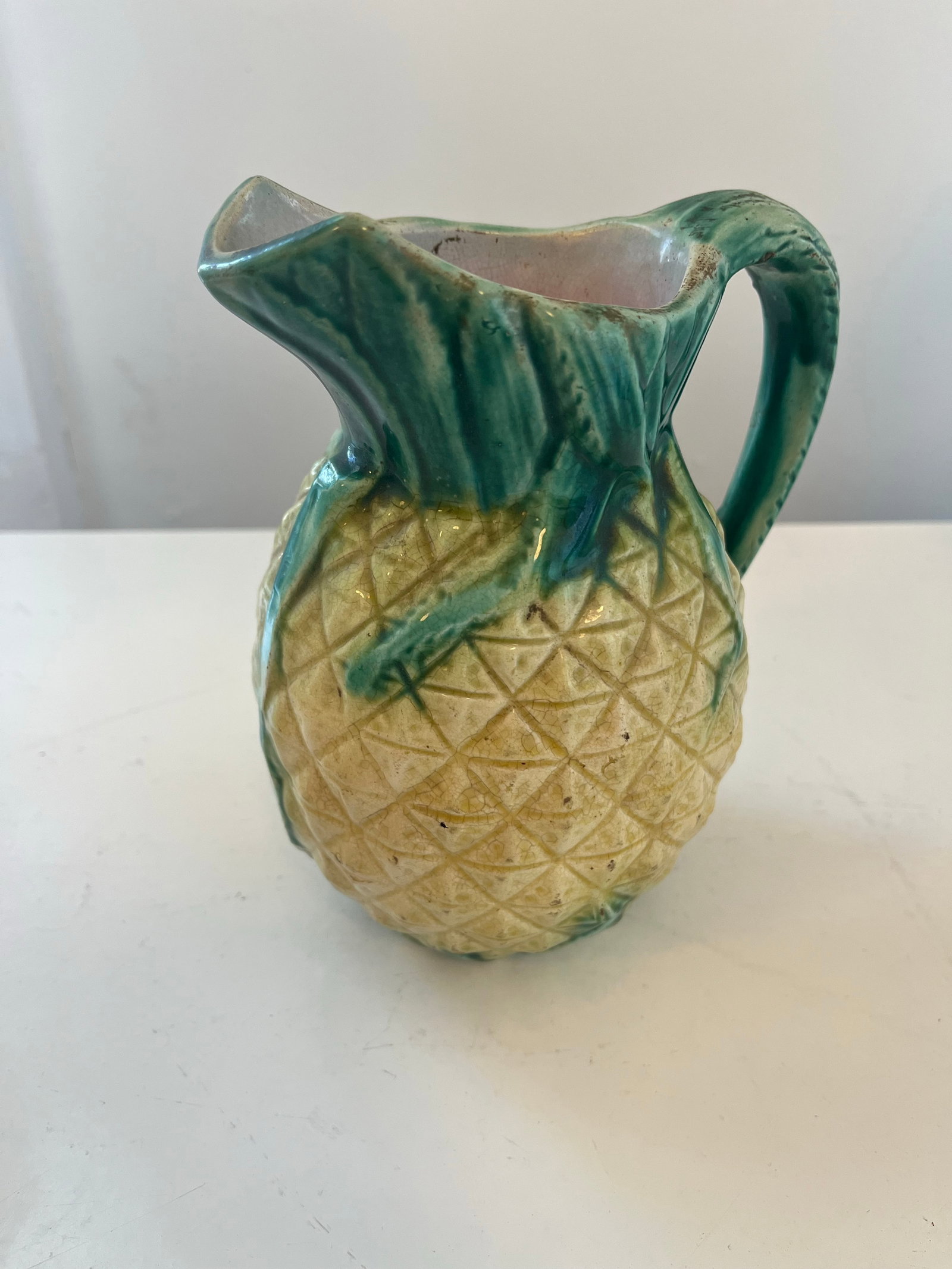 1900s Pineapple Form Majolica Pitcher - 5