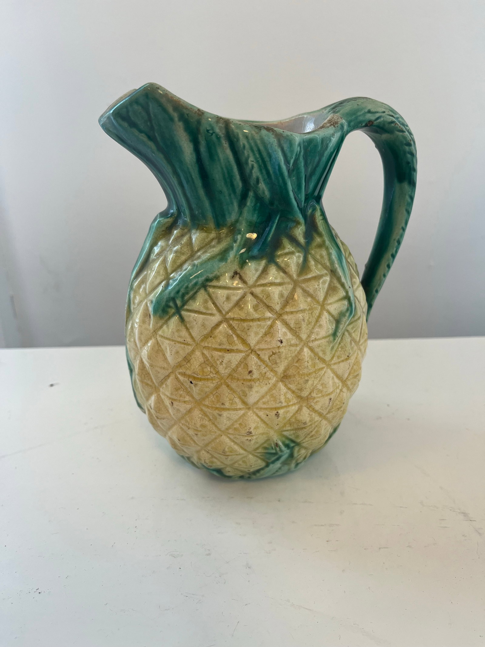 1900s Pineapple Form Majolica Pitcher - 6
