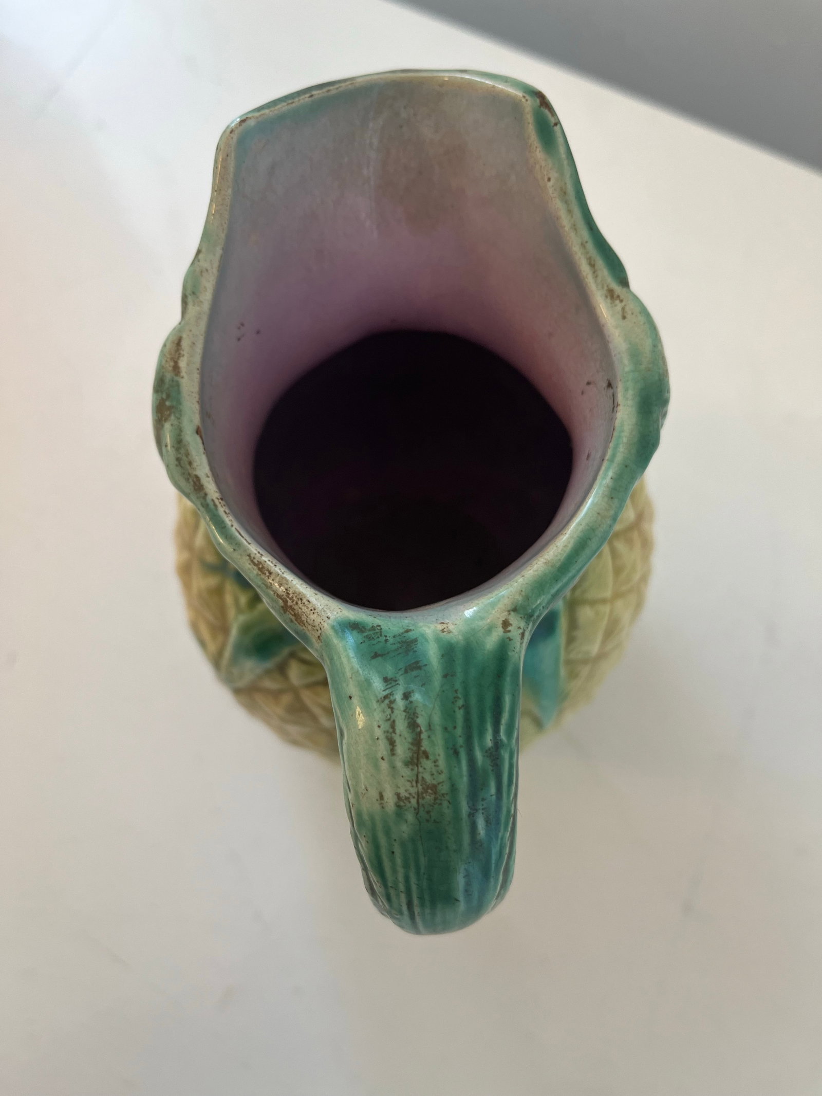 1900s Pineapple Form Majolica Pitcher - 7