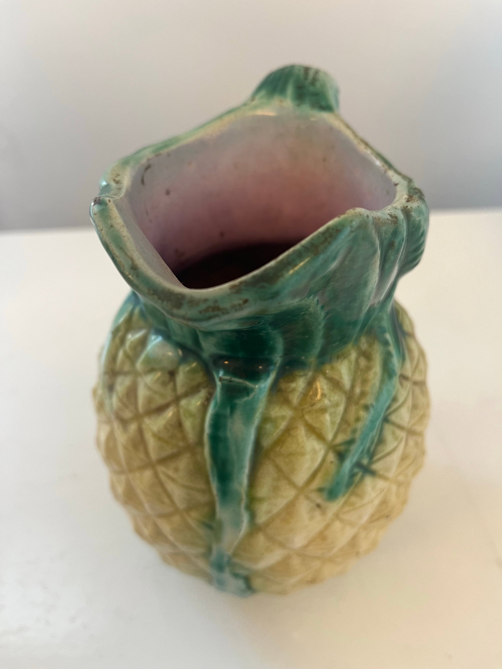 1900s Pineapple Form Majolica Pitcher - 8