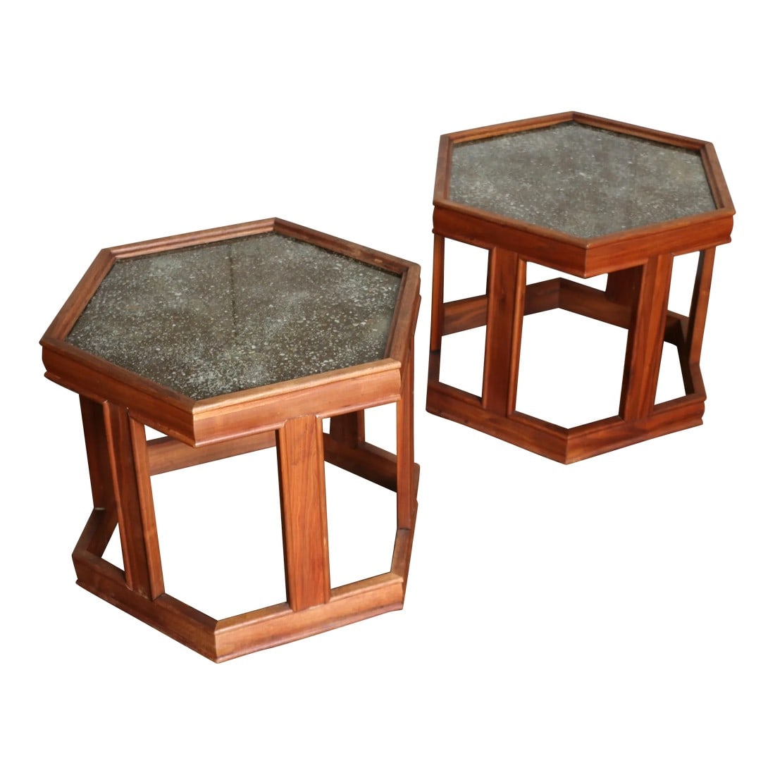 Pair of John Keal for Brown Saltman "Domino" Hexagonal Side Tables | Mid-Century Modern, 1960s (1 of 17)