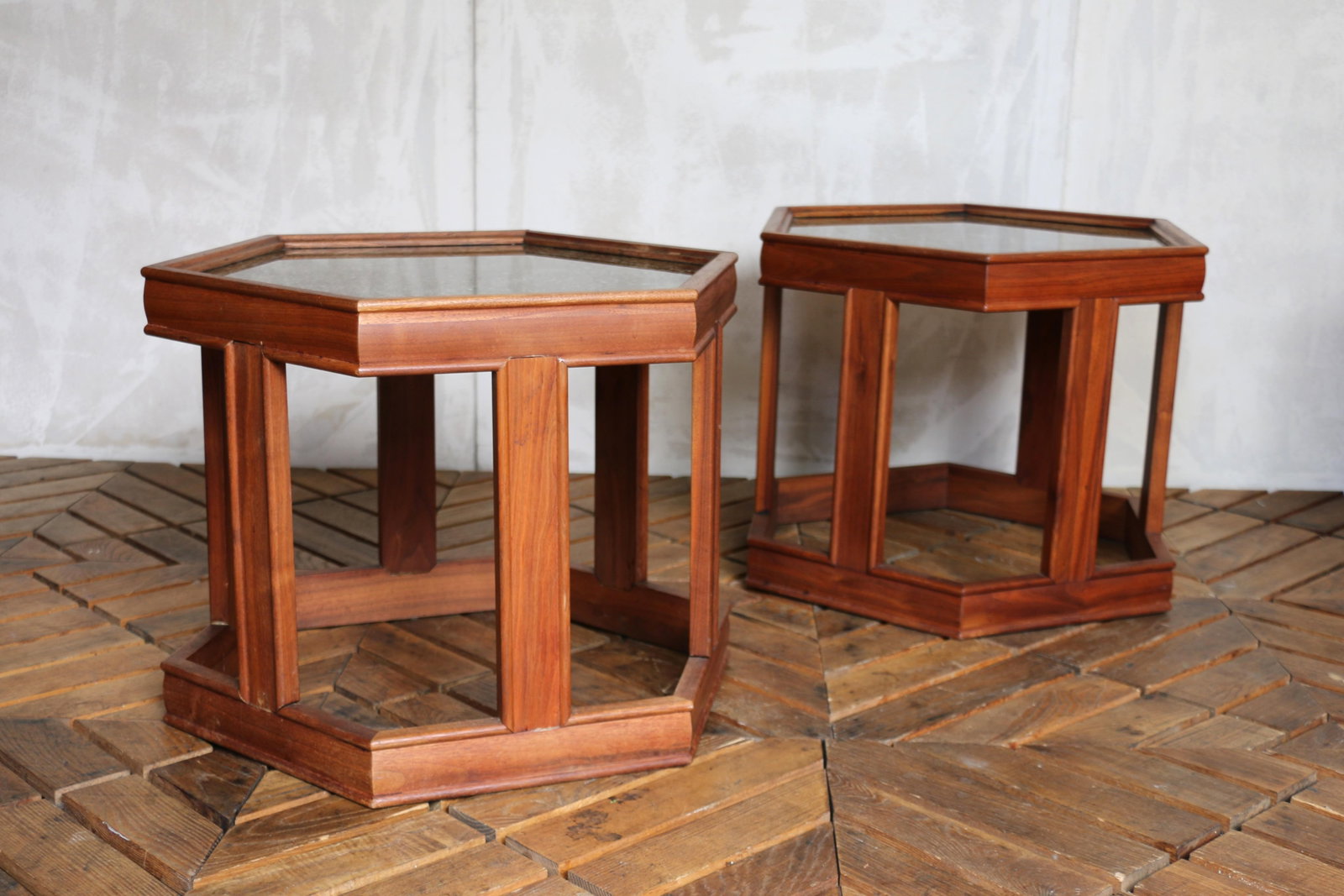 Pair of John Keal for Brown Saltman "Domino" Hexagonal Side Tables | Mid-Century Modern, 1960s - 2
